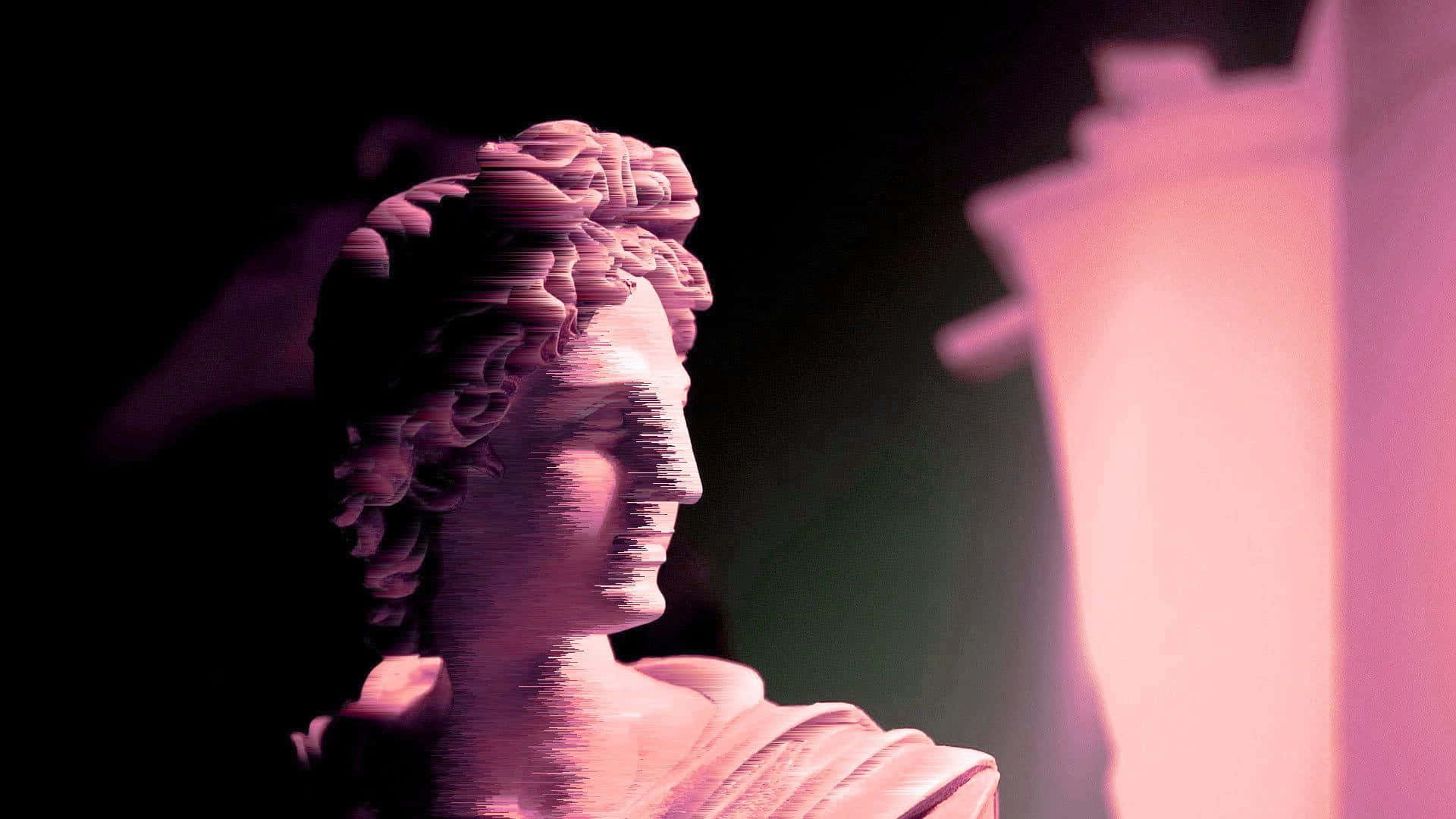 Classical Statue Profile Pink Hue Background