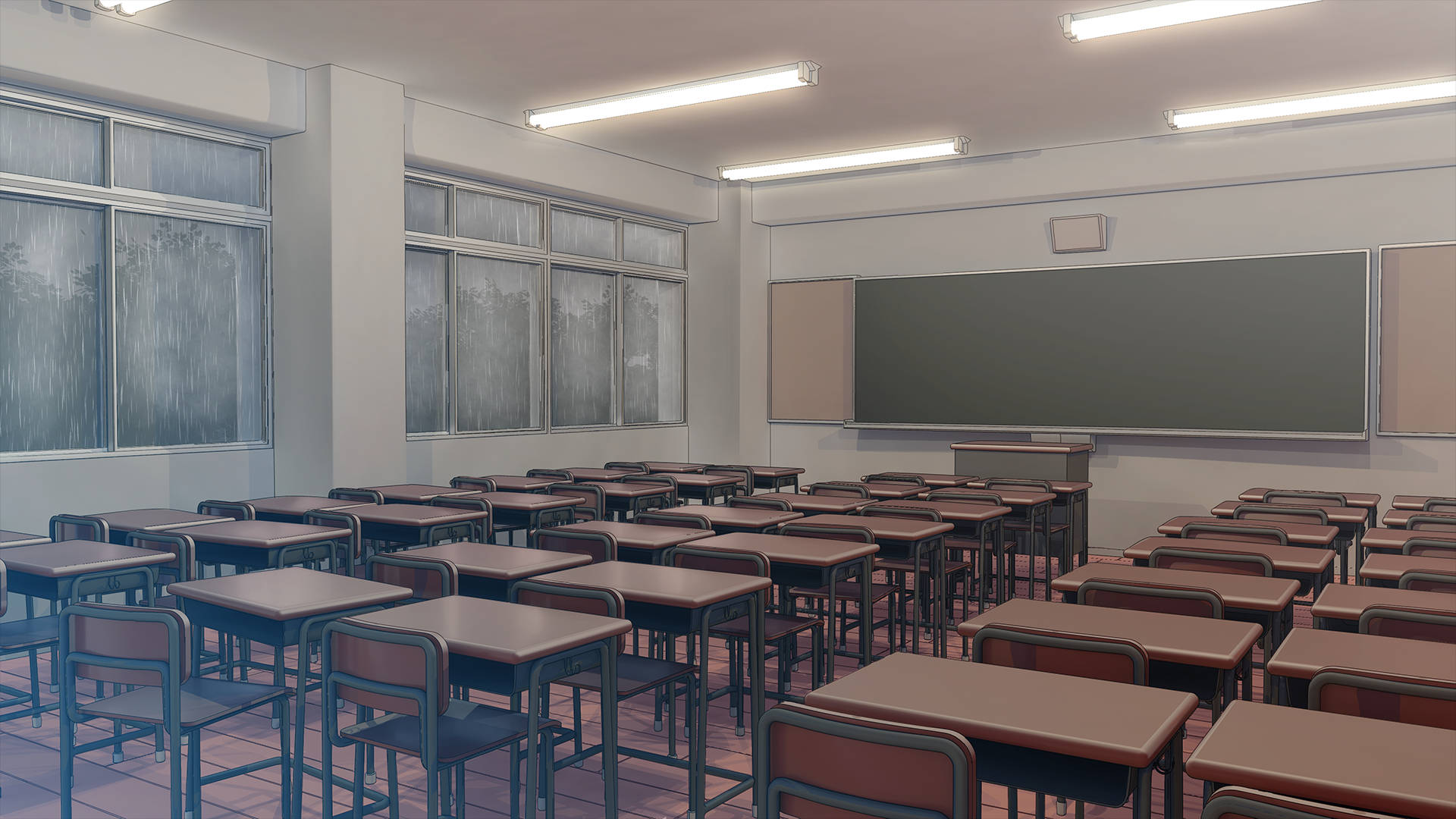 Classroom During Rainy Day Background