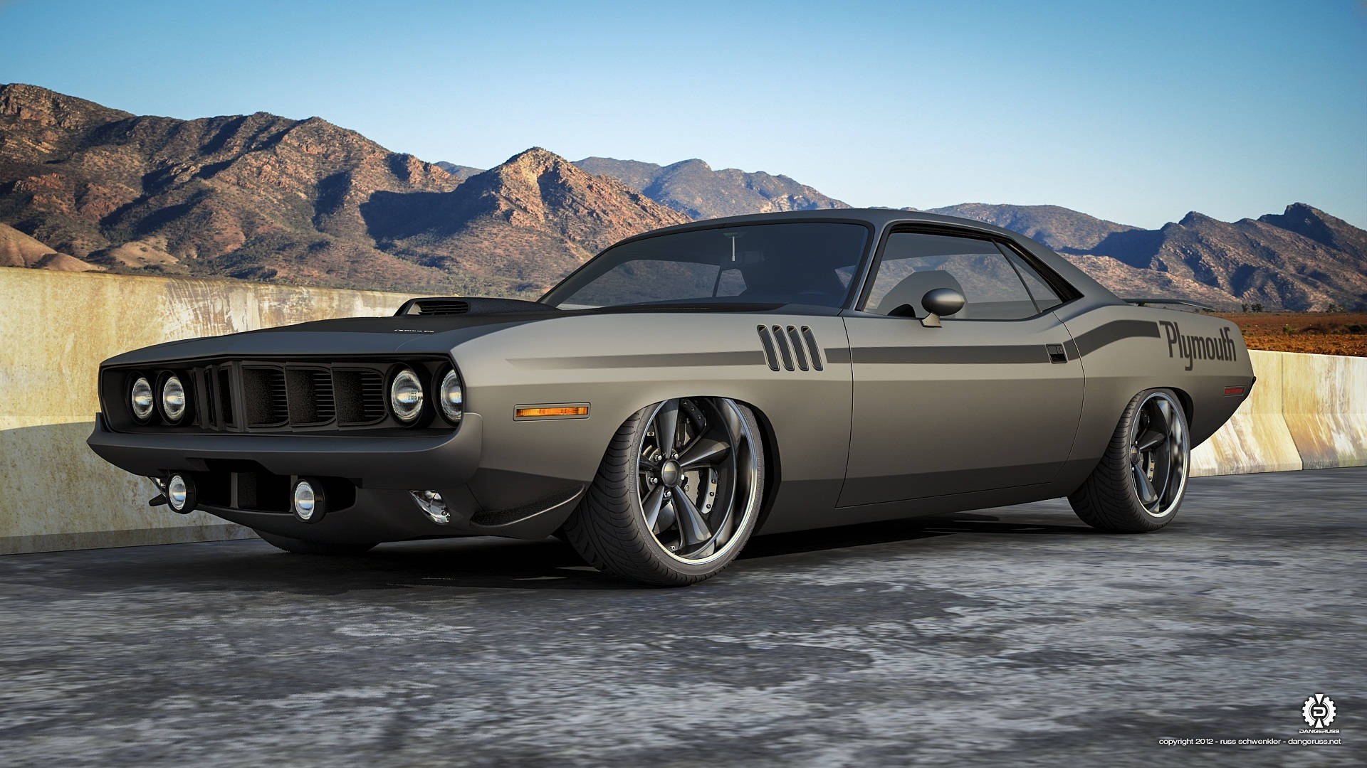 Classy 1971 Black Plymouth Barracuda Background