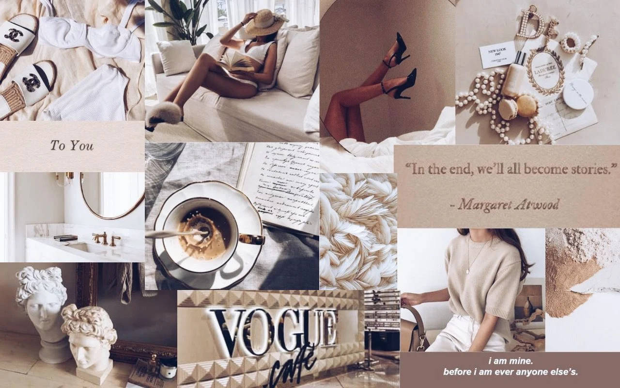 Classy Beige Aesthetic Desktop Collage