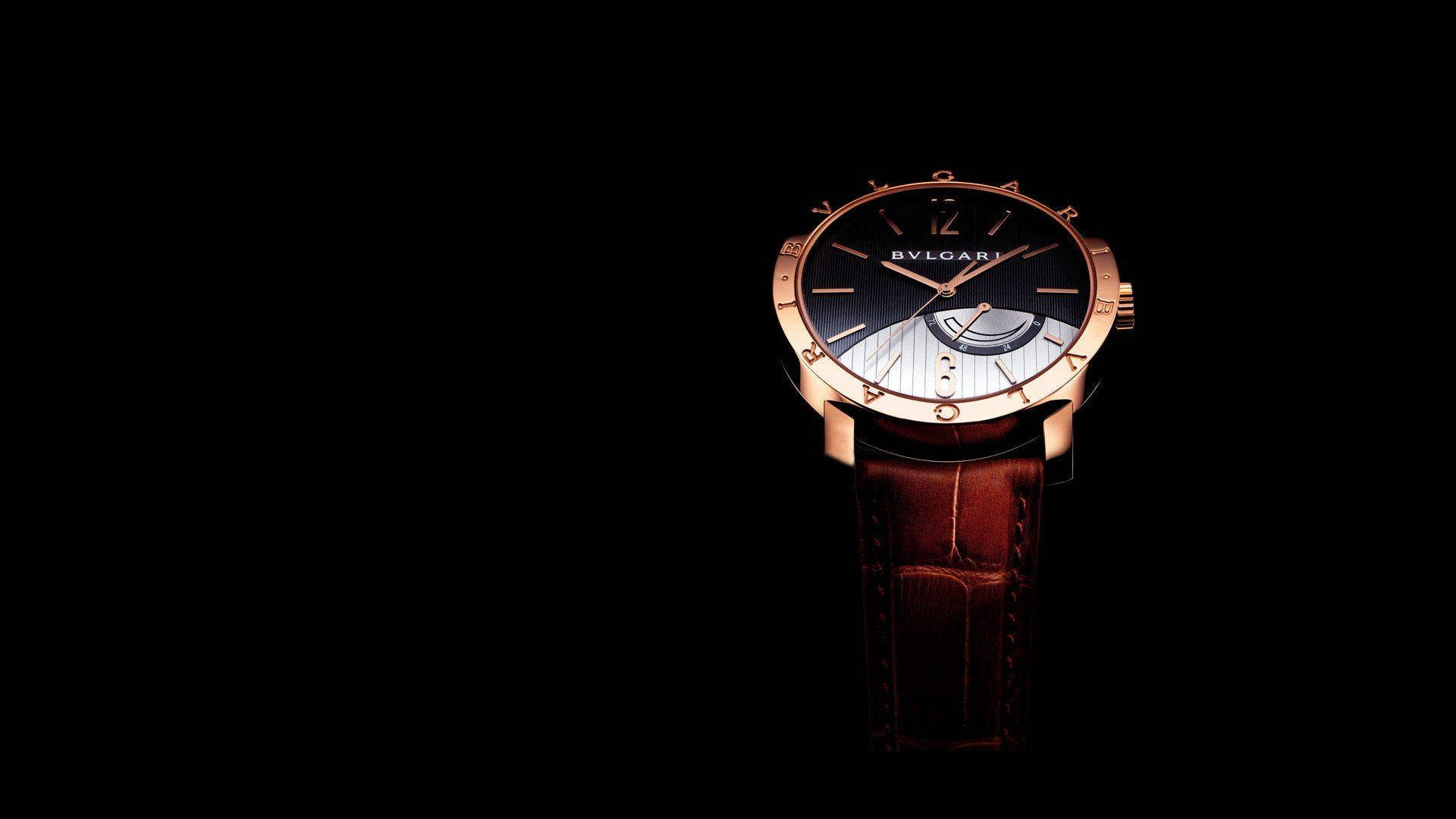 Classy Bvlgari Watch Black Background Background