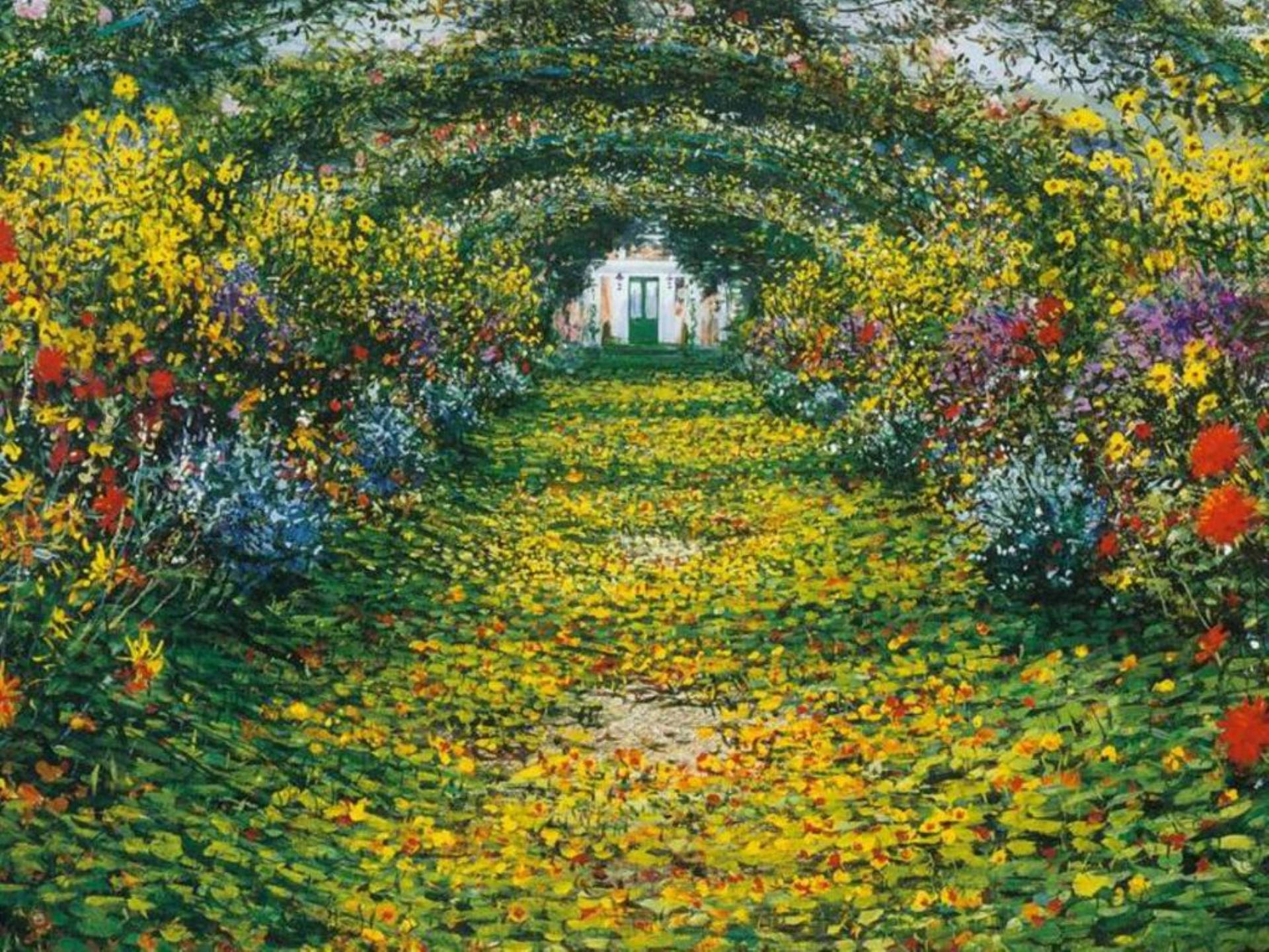 Claude Monet Garden At Arches Giverny Background