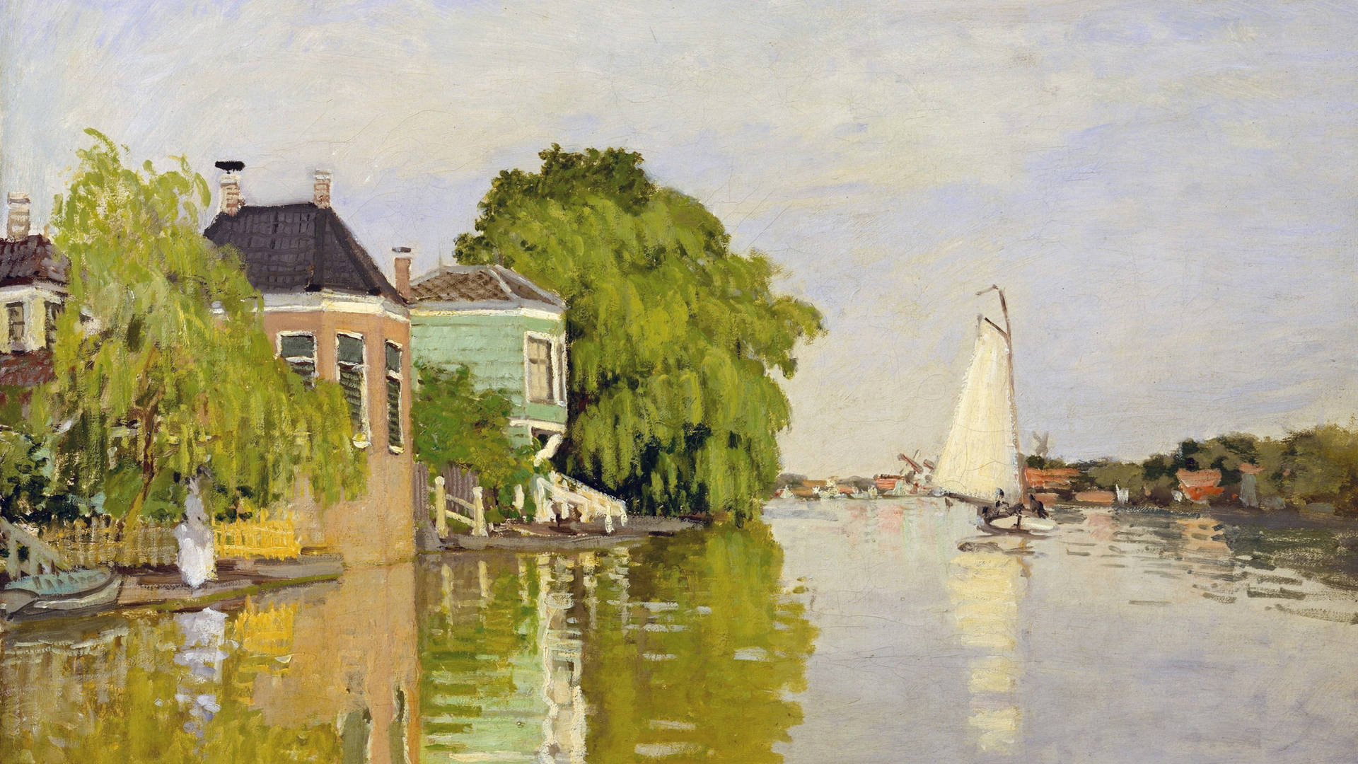 Claude Monet Houses On Achterzaan Background