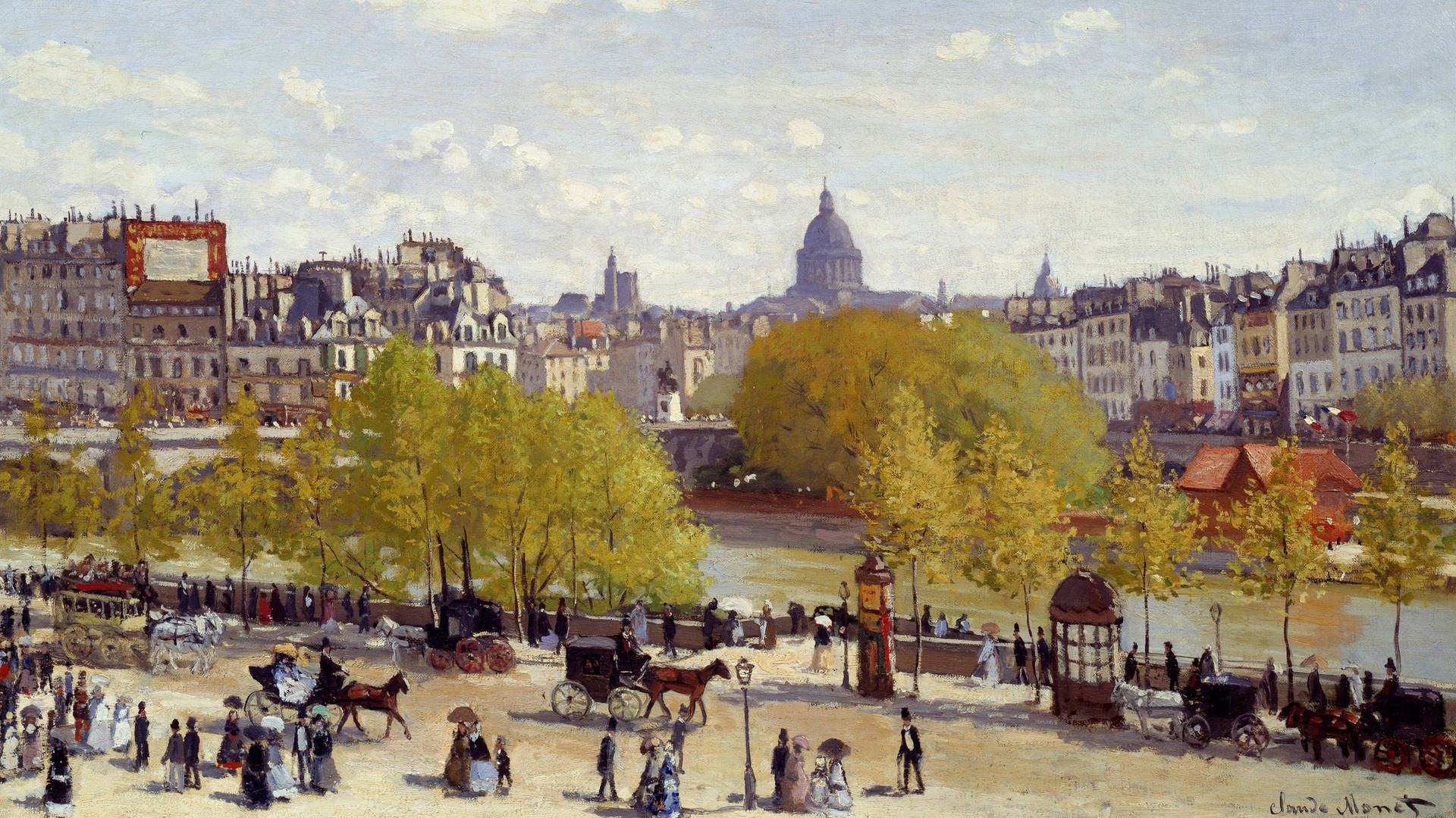 Claude Monet Quai Du Louvre Background