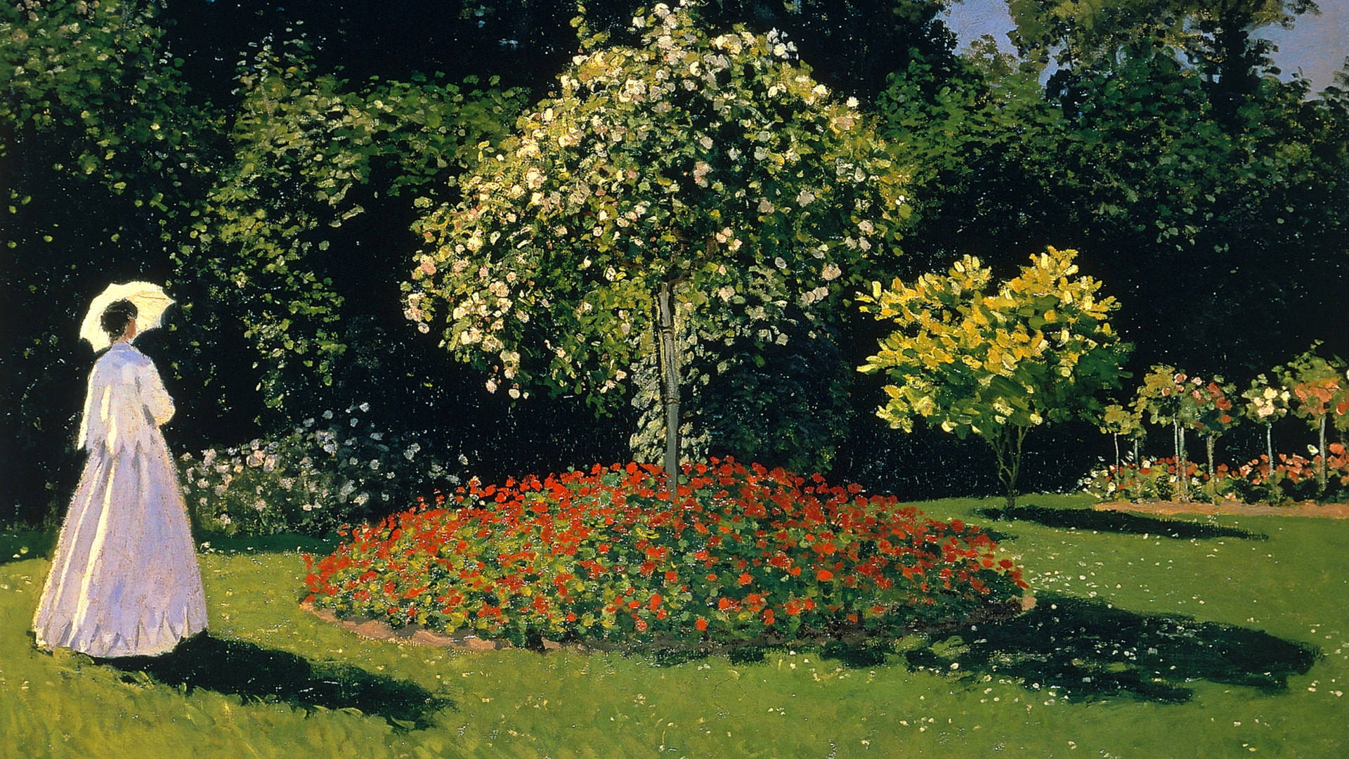 Claude Monet's Lady In The Garden Background