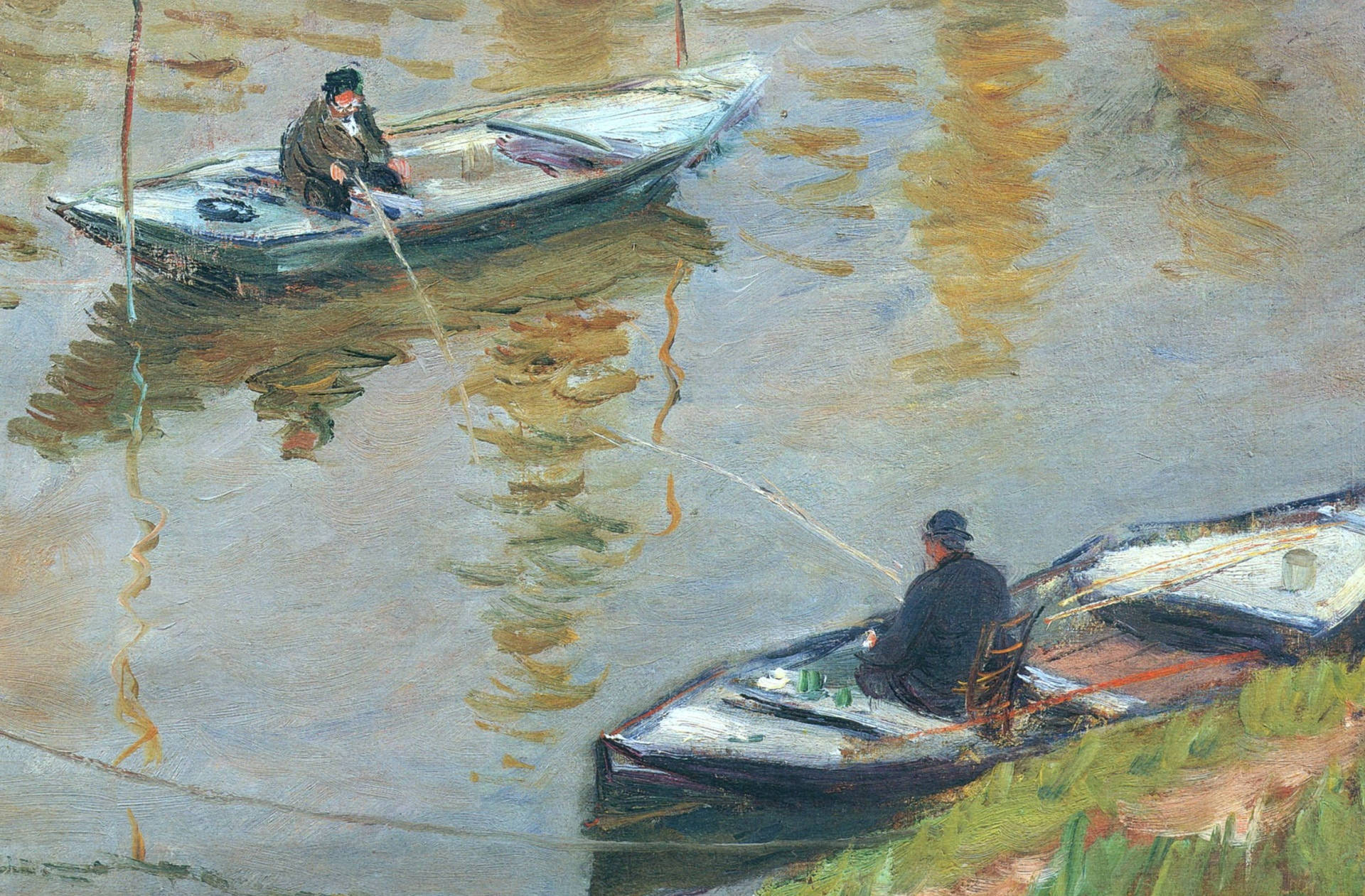 Claude Monet Two Anglers Background