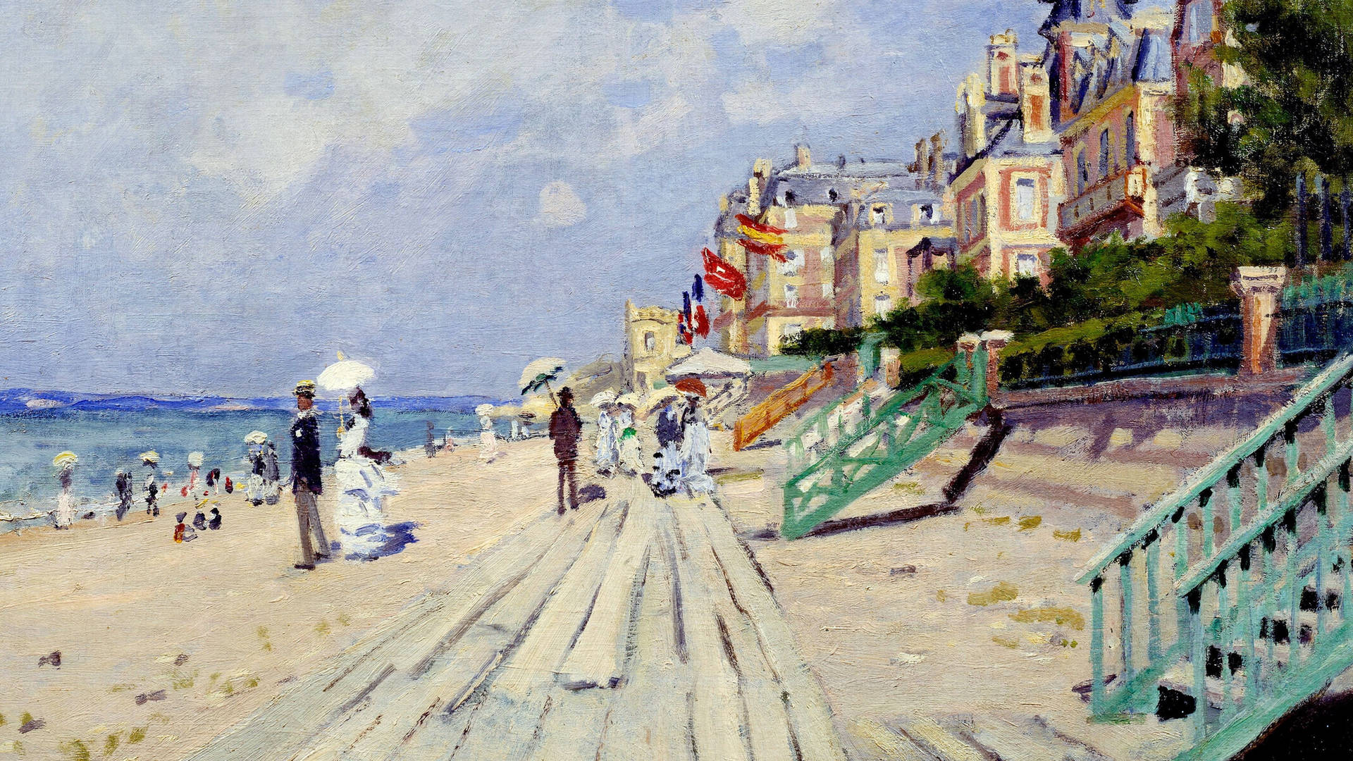 Claude Monet’s The Boardwalk At Trouville Background