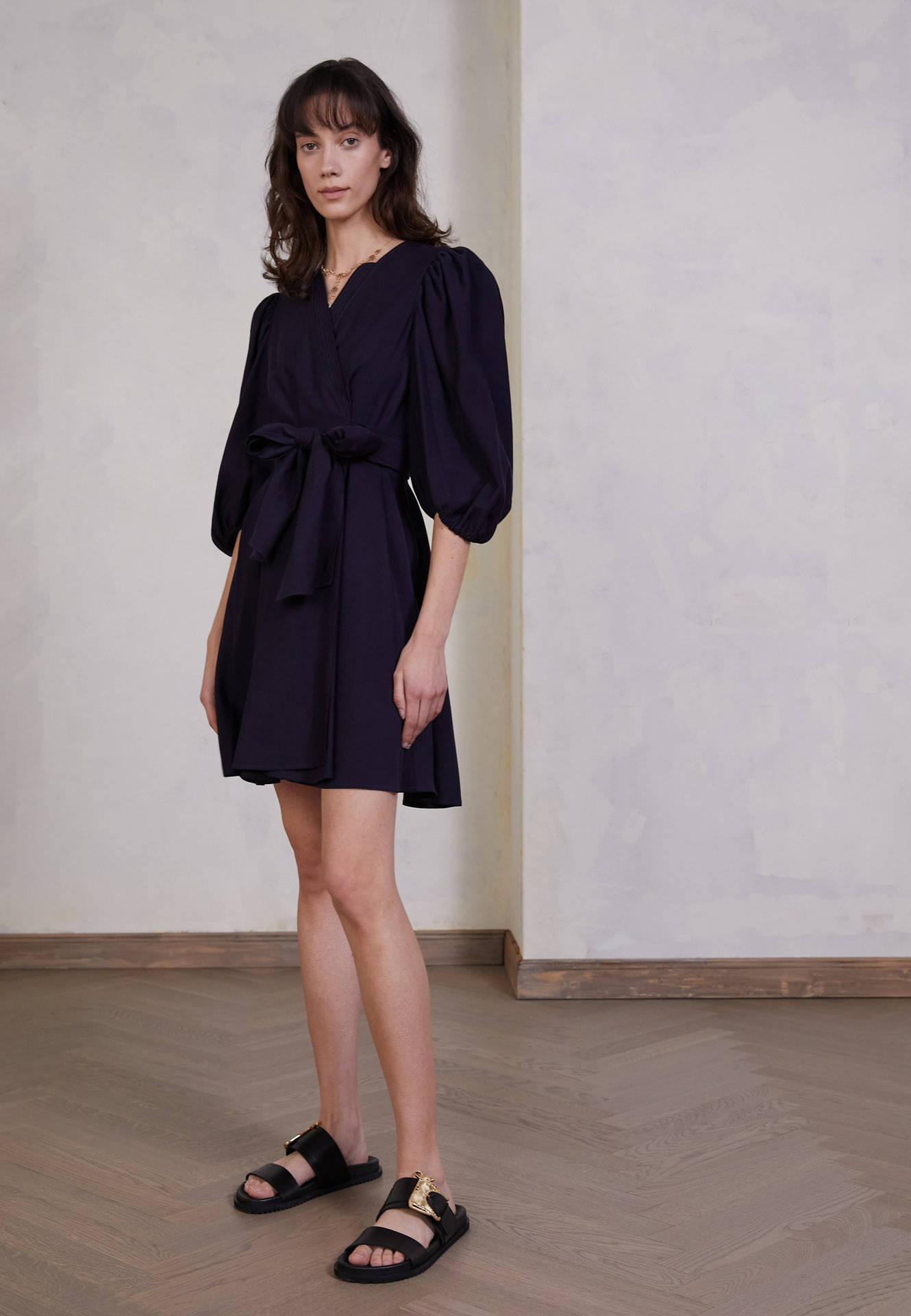 Claudie Pierlot Dark Blue Wrap Dress Background