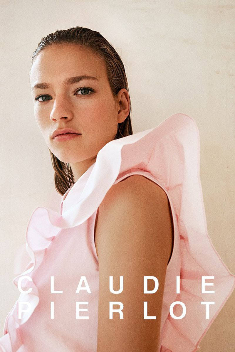 Claudie Pierlot Pink Ruffled Top Background