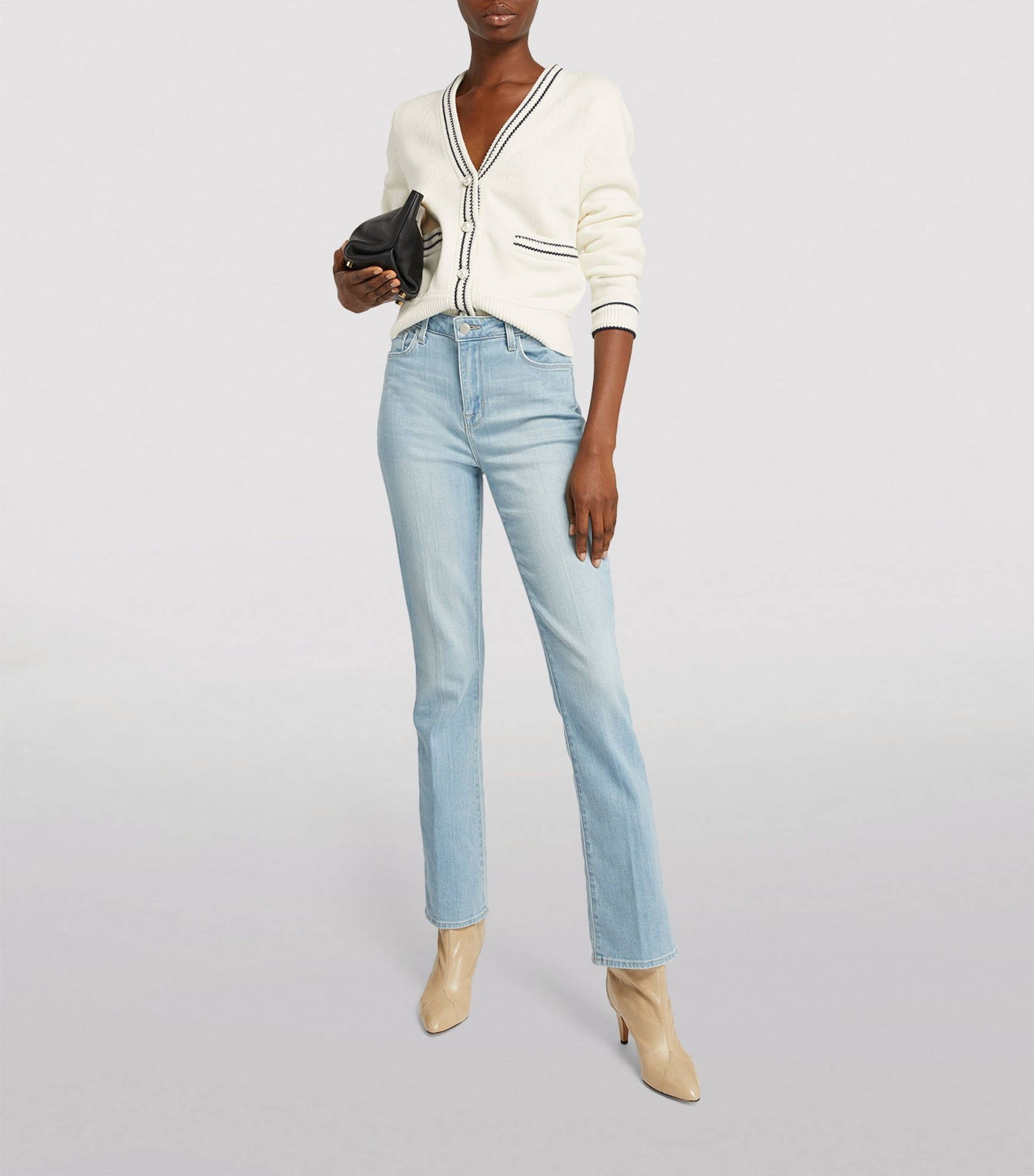 Claudie Pierlot White Cardigan And Jeans Background