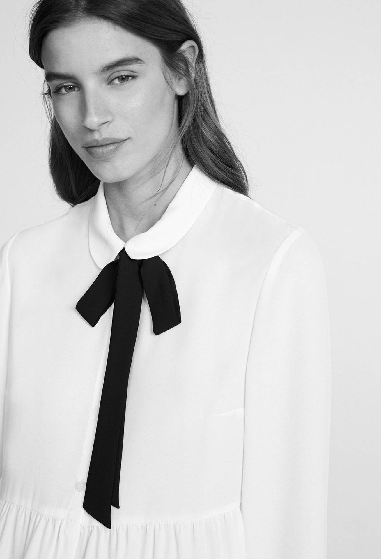 Claudie Pierlot White Top Black Ribbon Background