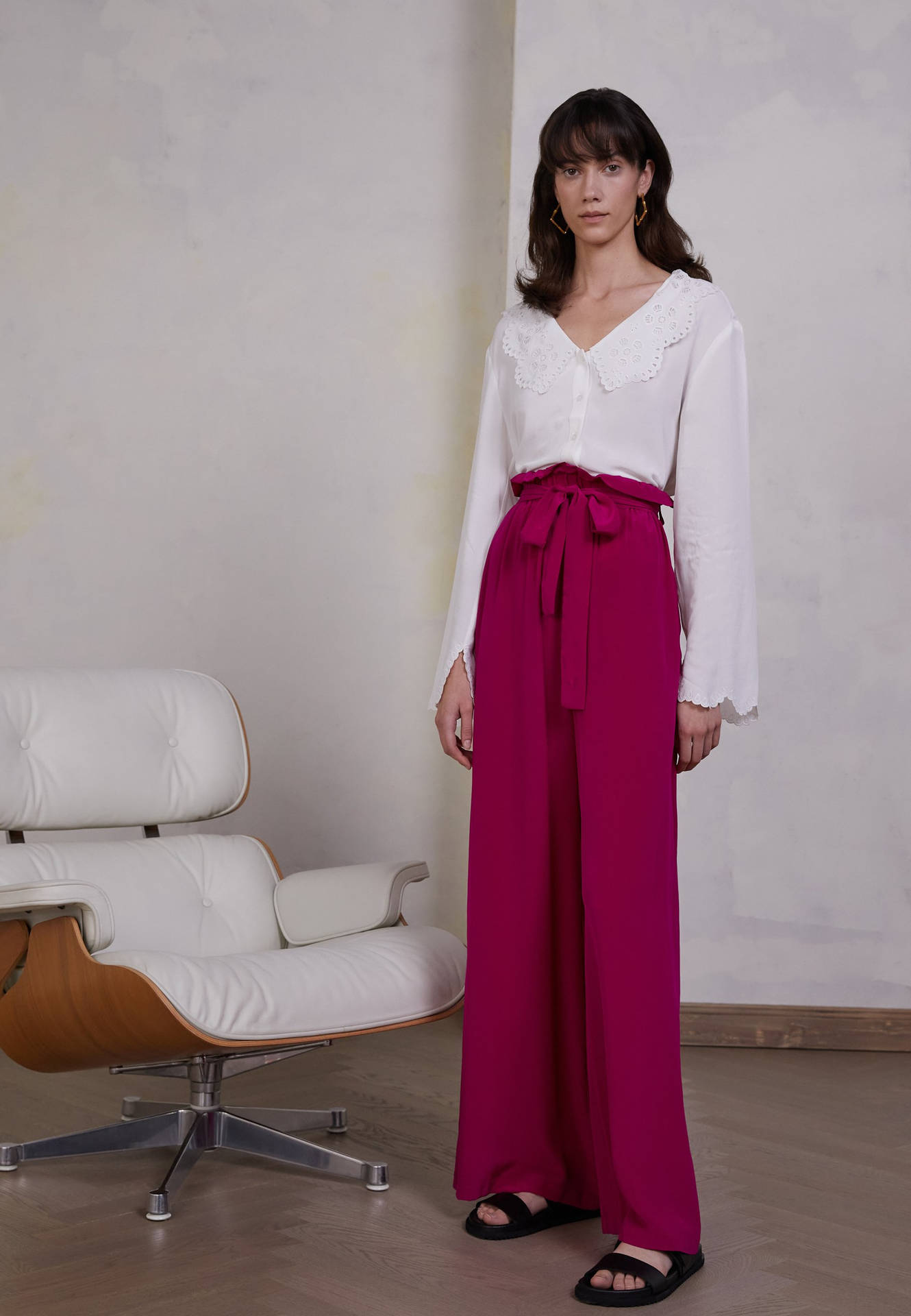 Claudie Pierlot White Top Magenta Pants Background