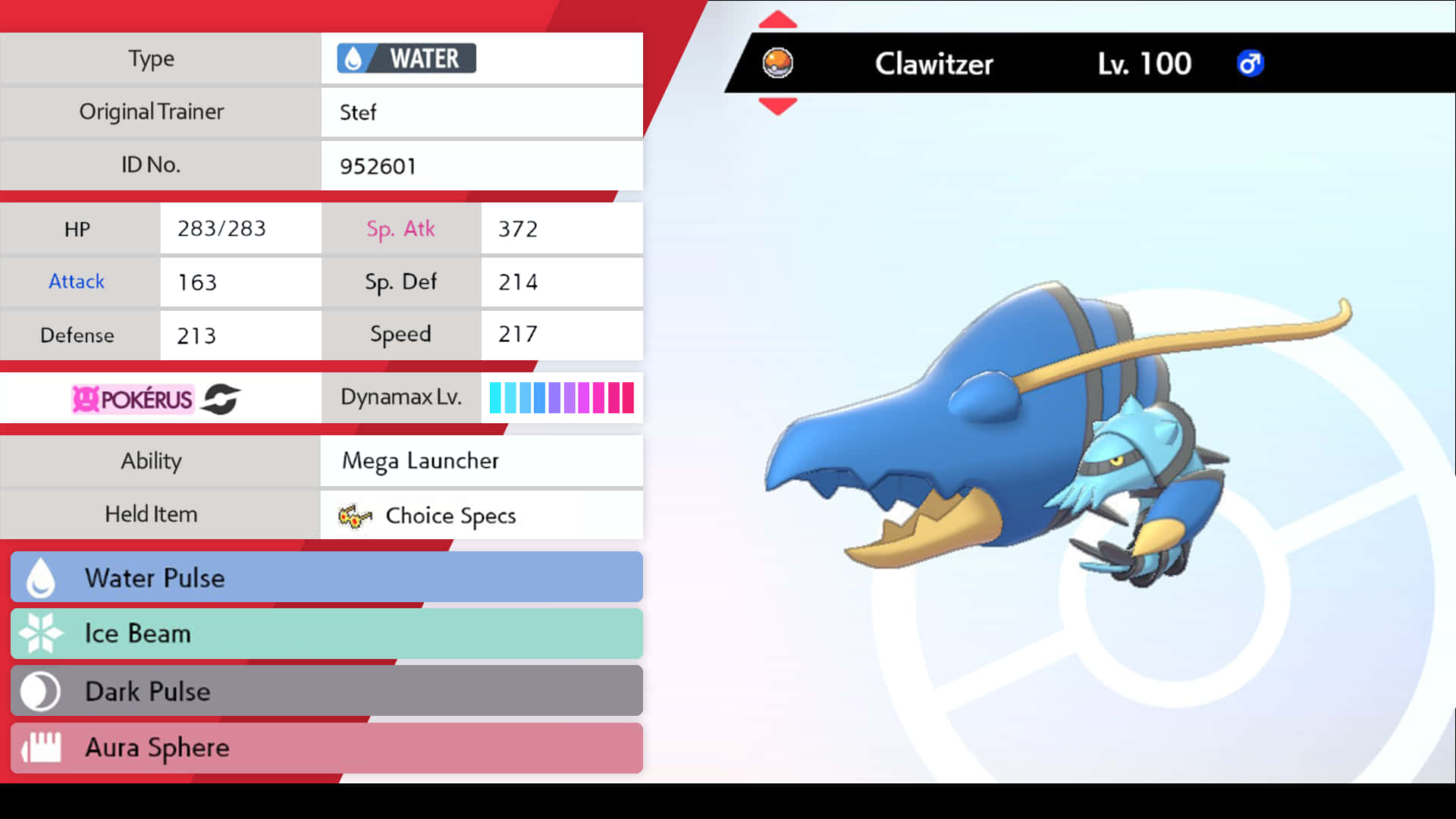 Clawitzer In-game Statistics And Art Background