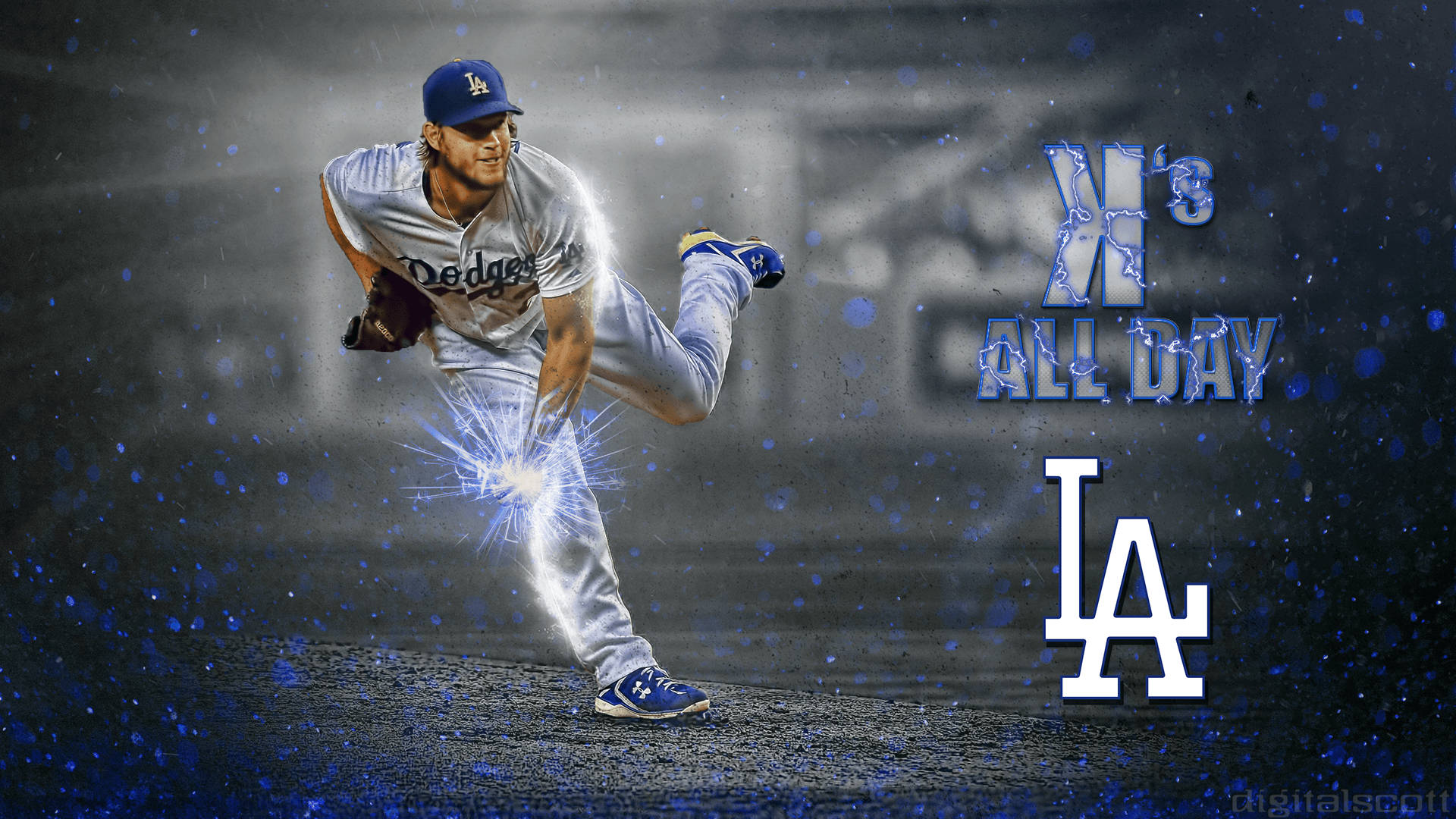 Clayton Kershaw Digital Fanart Background