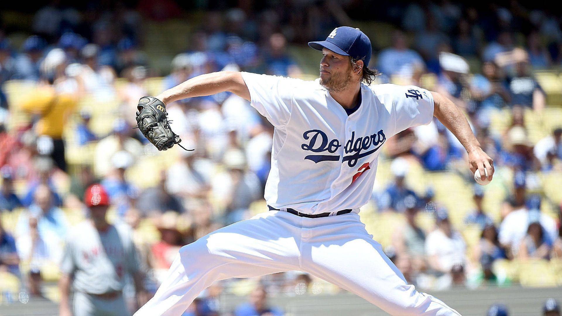 Clayton Kershaw In Baseball Action Background