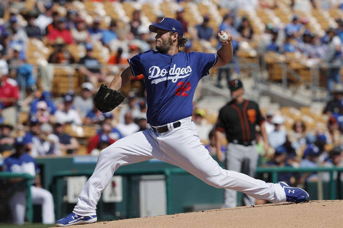 Clayton Kershaw In Blue Dodgers Jersey Background