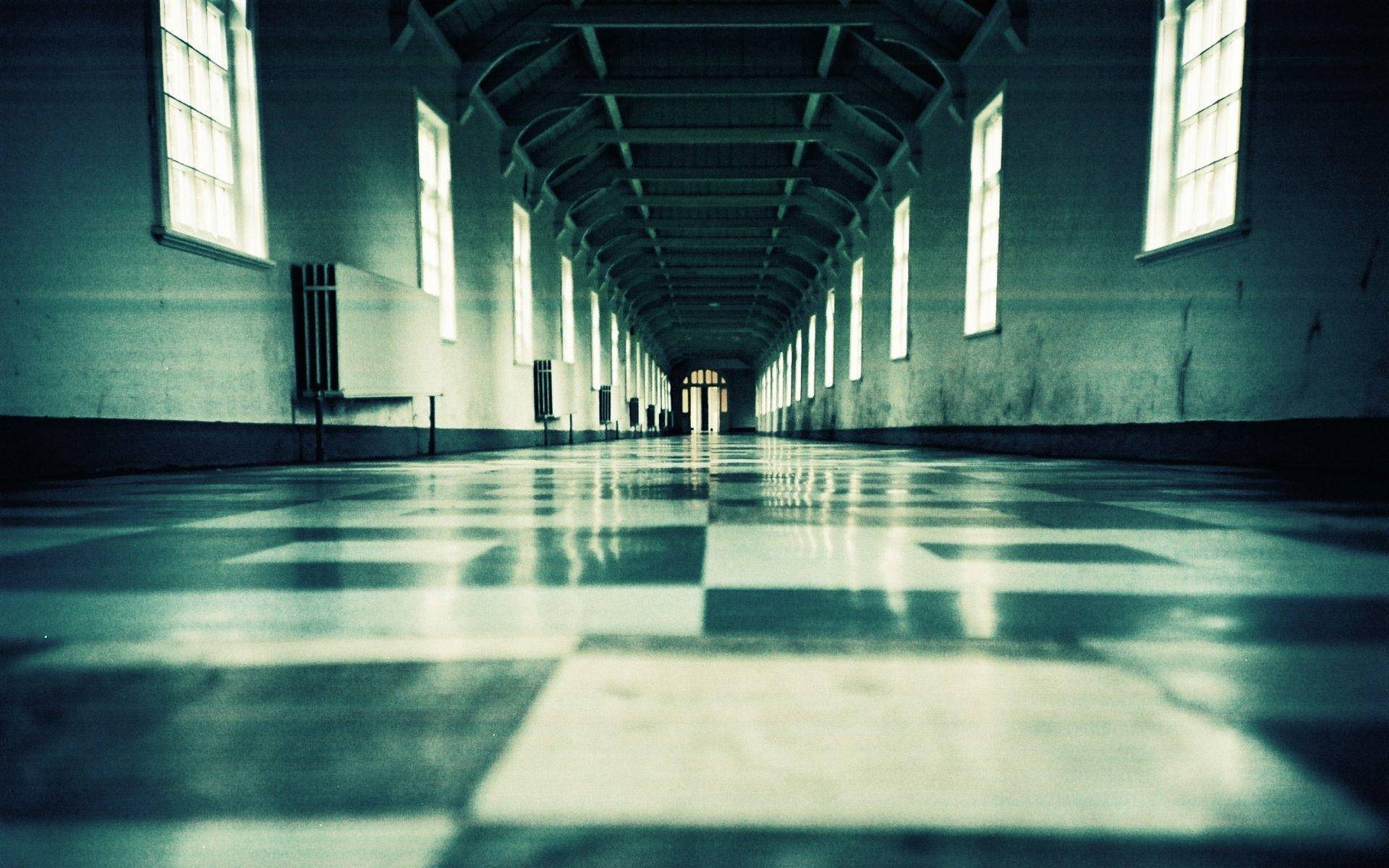 Clean And Empty Hospital Hallway Background