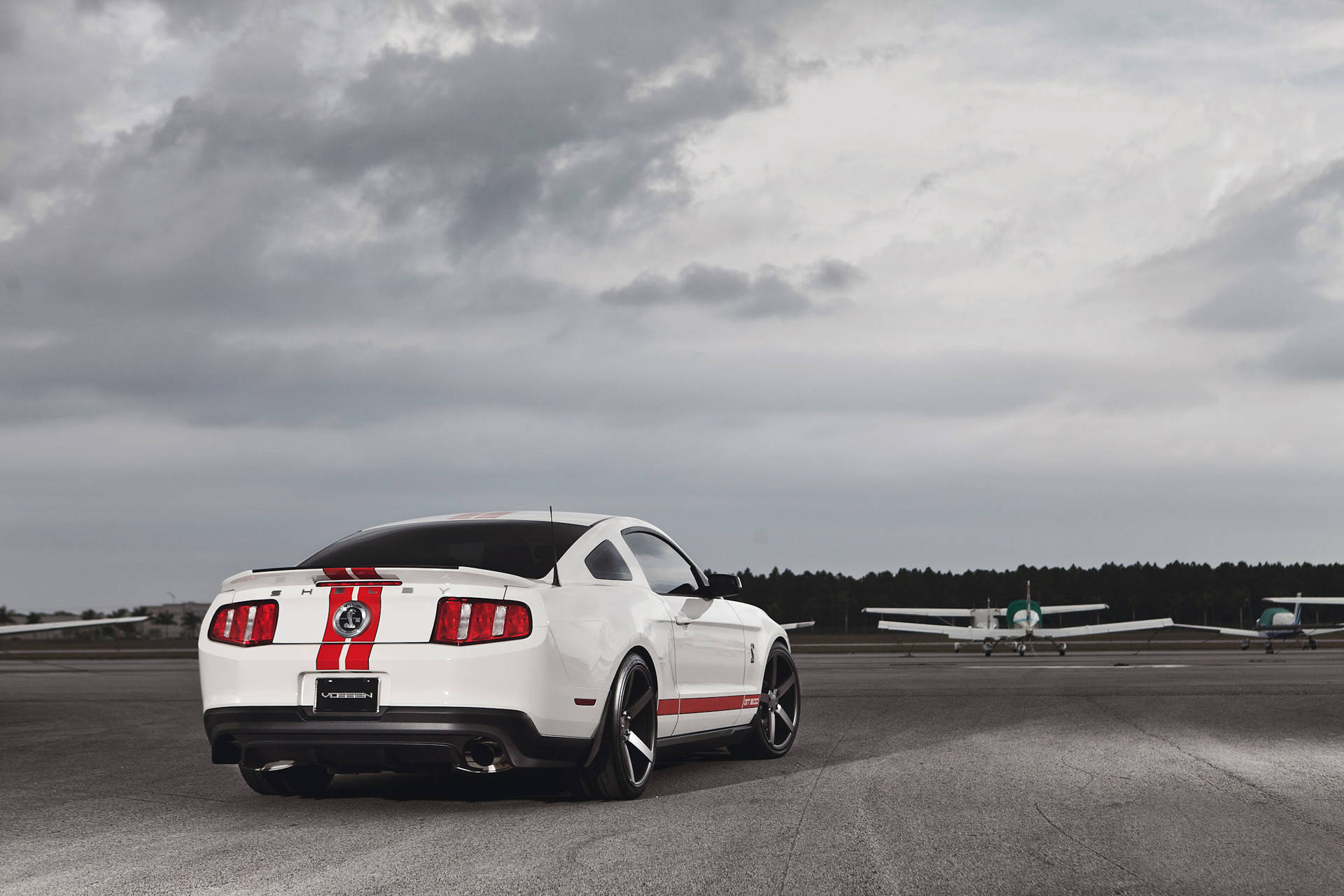 Clean White Ford Shelby Mustang Background