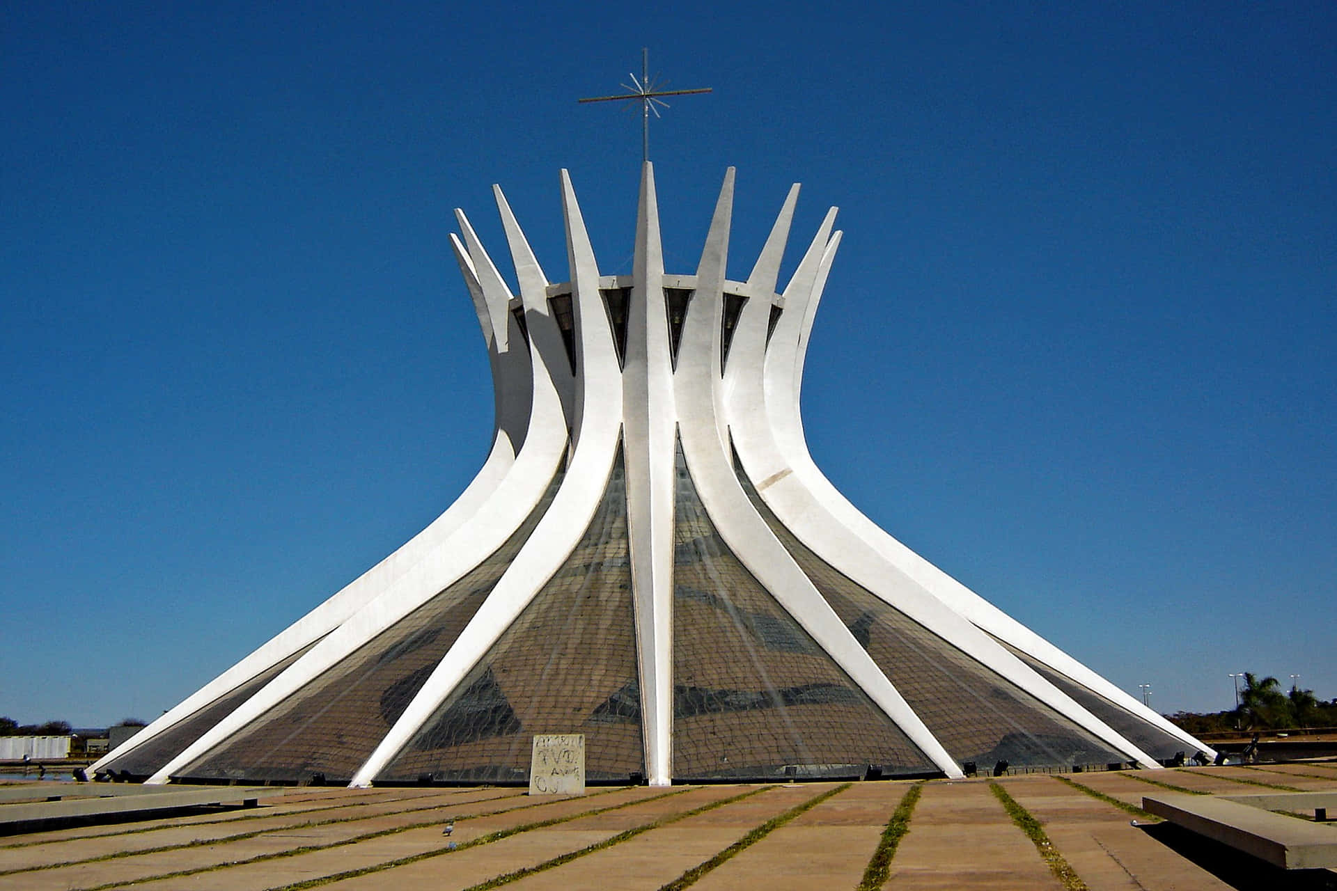 Clear Blue Sky Above Cathedral Of Brasilia Background