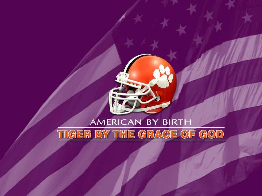 Clemson Tigers Football American Flag Background