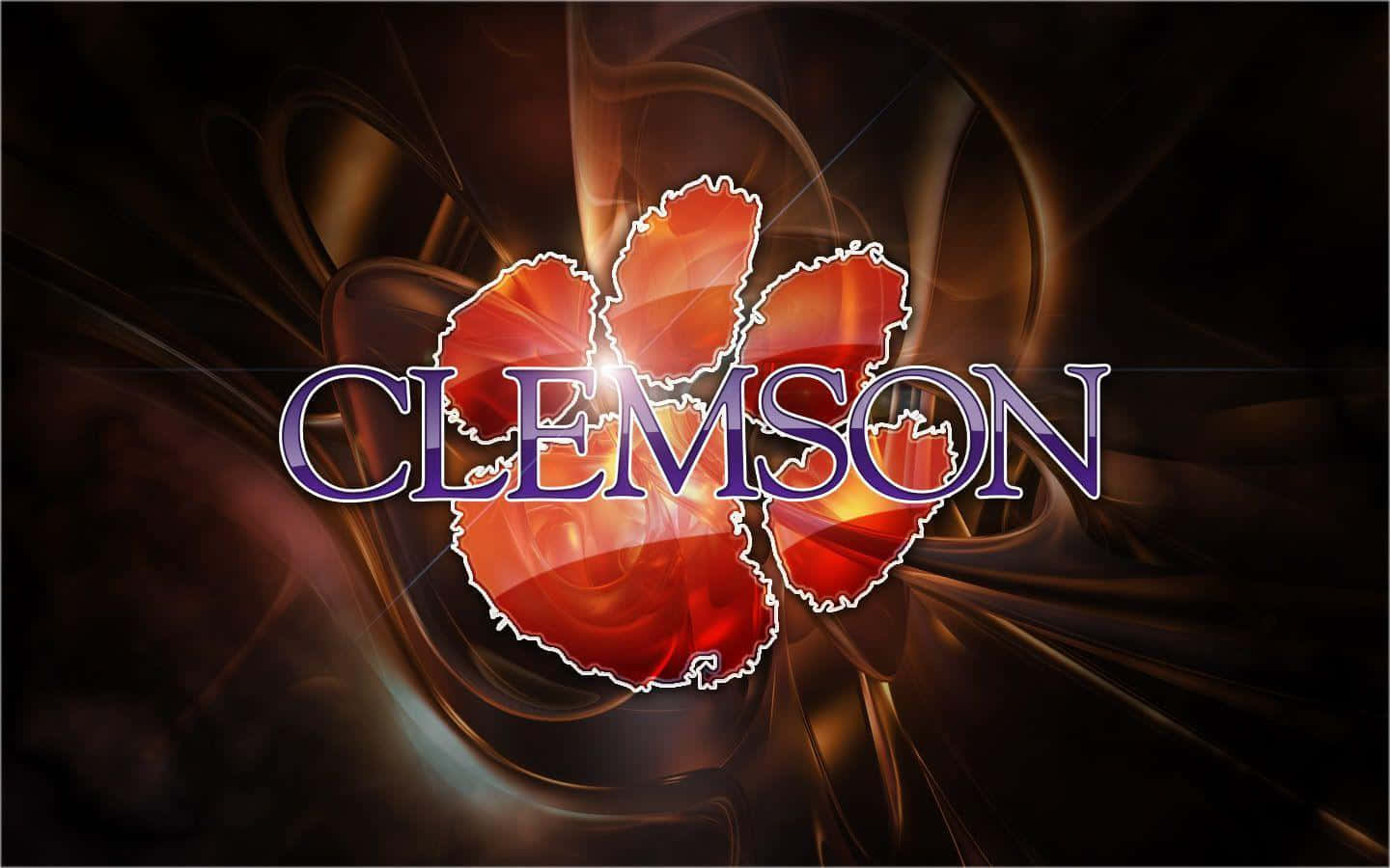 Clemson Tigers Football Logo In Orange With The Name Clemson Background