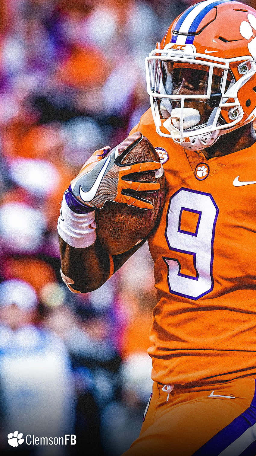 Clemson Tigers Football Player Running With A Ball Background