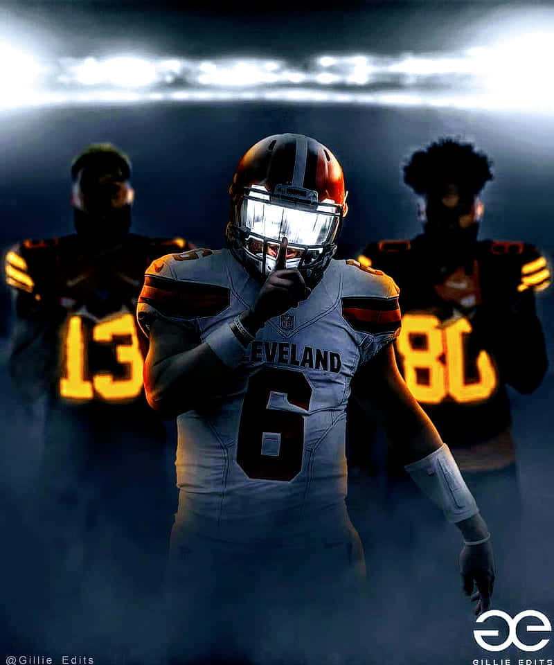 Cleveland Browns Football Players In Uniform Background