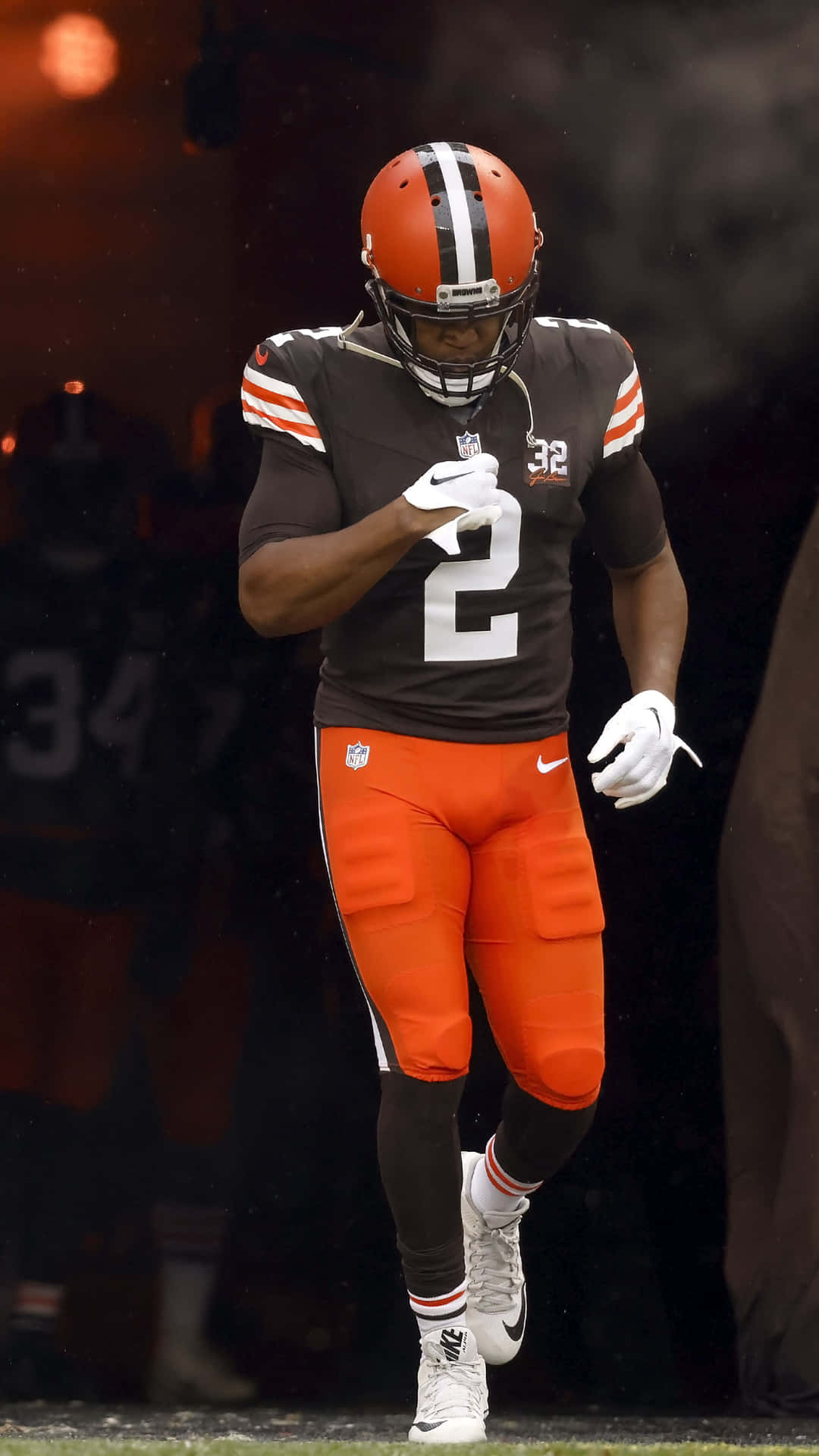 Cleveland Browns Player In Action Background