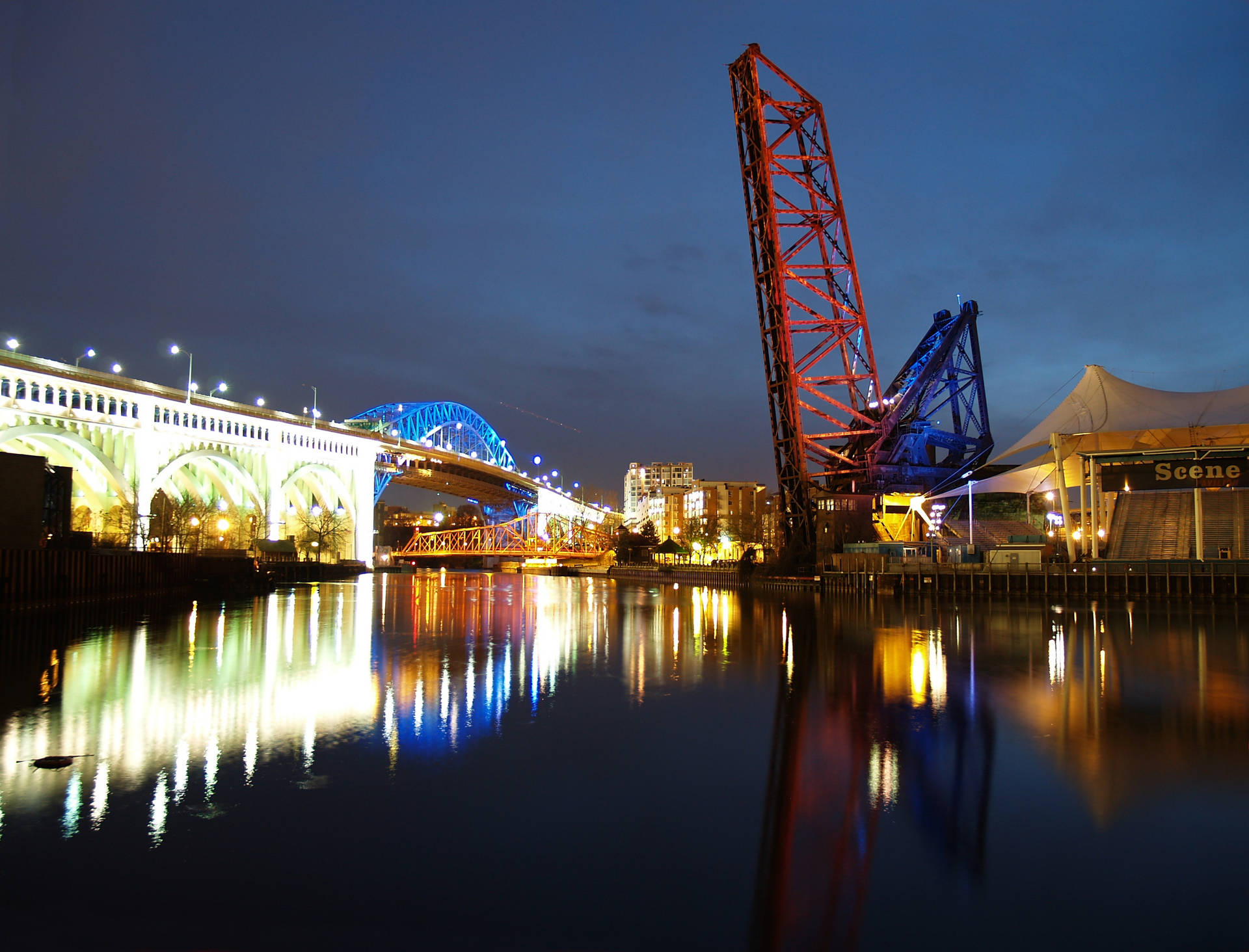 Cleveland Detroit Superior Bridge Night Background