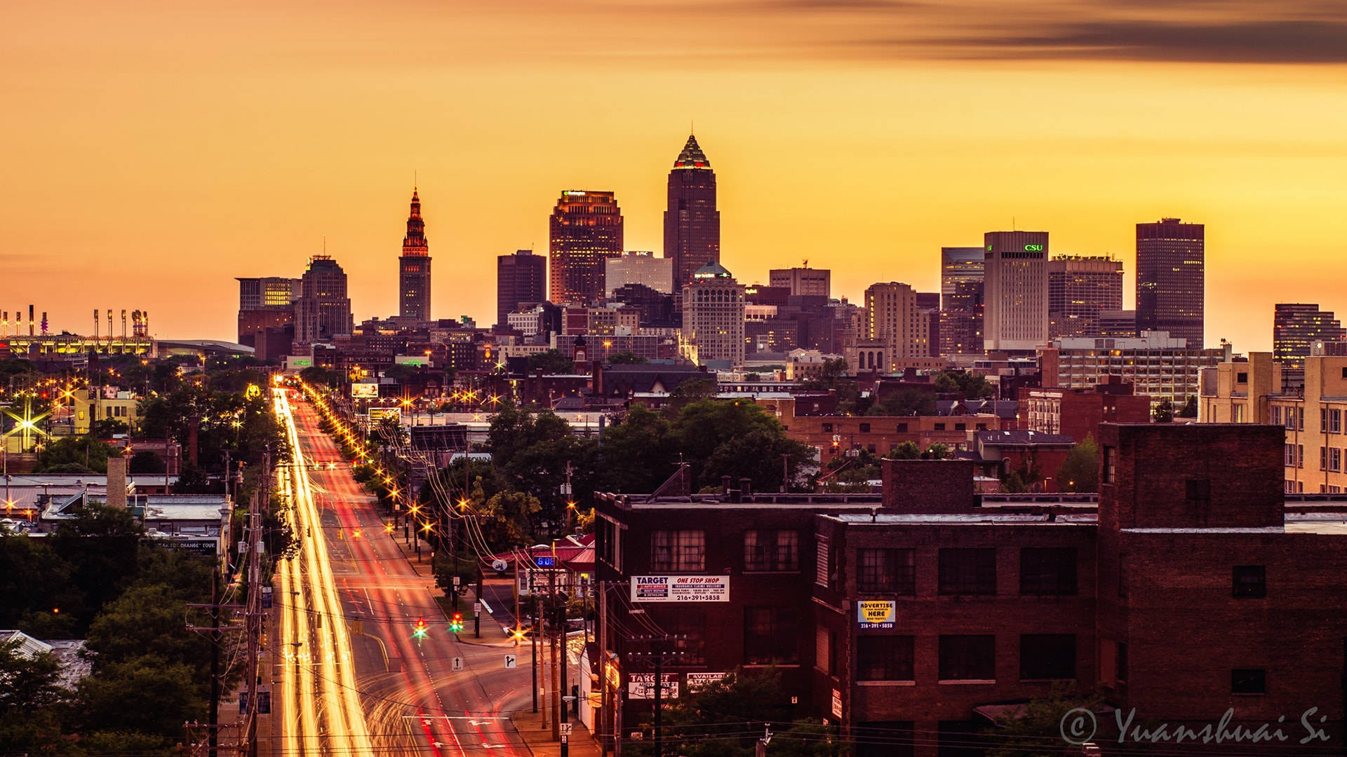 Cleveland Golden Sunset Background