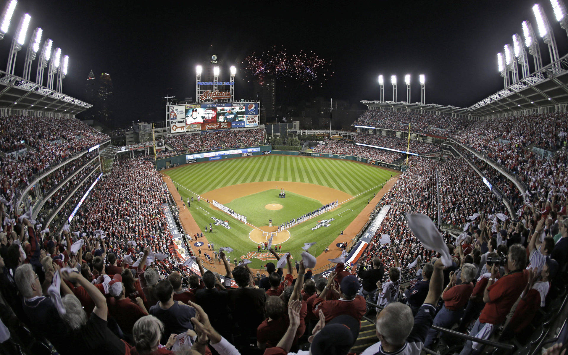 Cleveland Indians Progressive Field At Night Background