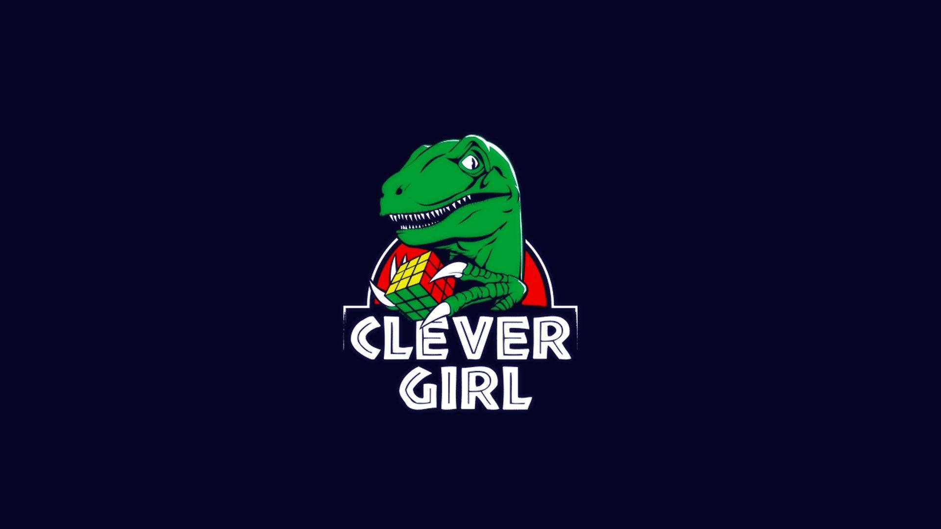 Clever Dinosaur With Rubik's Cube Background