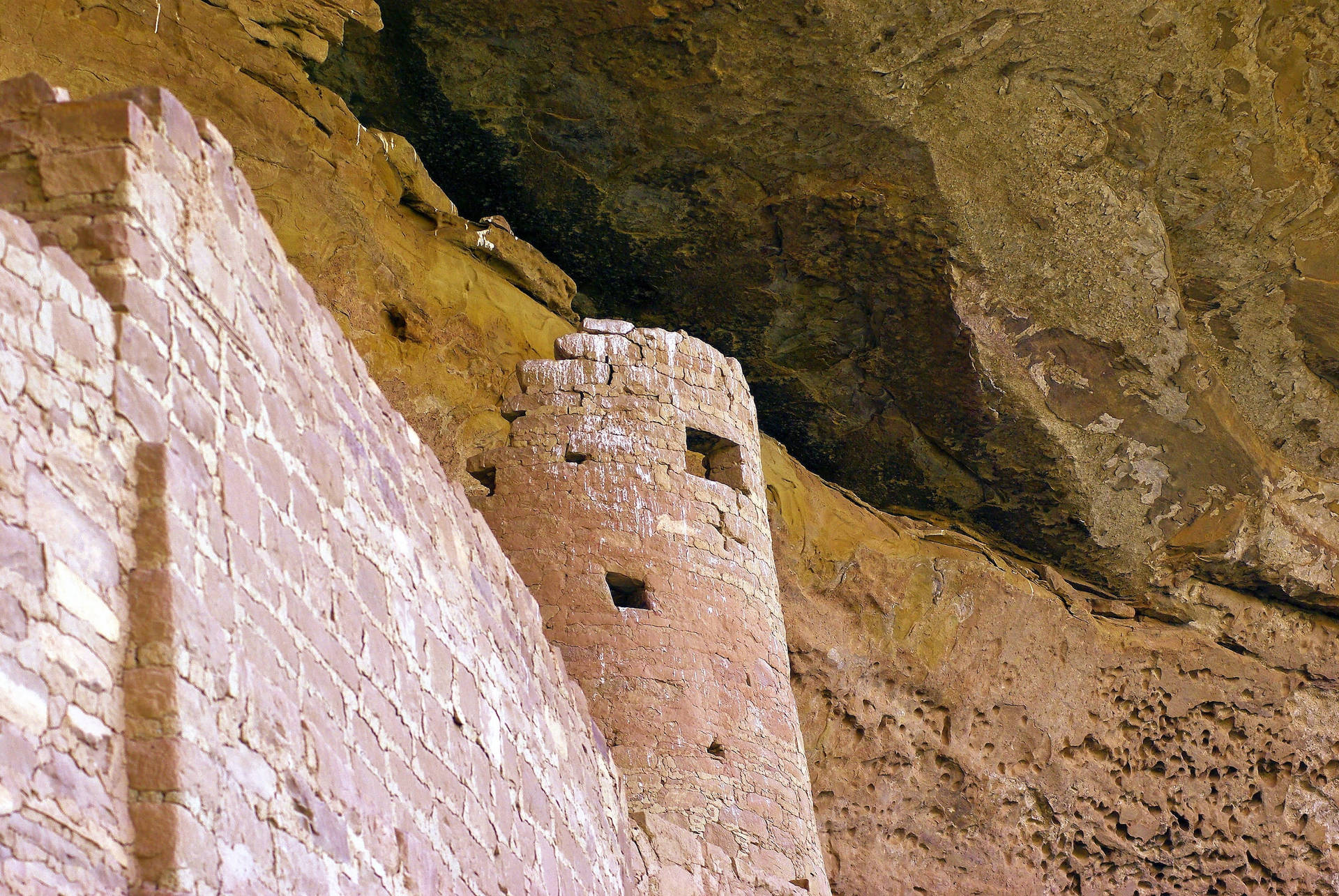 Cliff Palace Tower In Mesa Verde Background