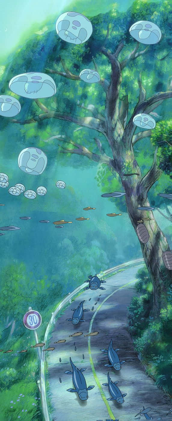 Cliff Road Gake No Ue No Ponyo Background