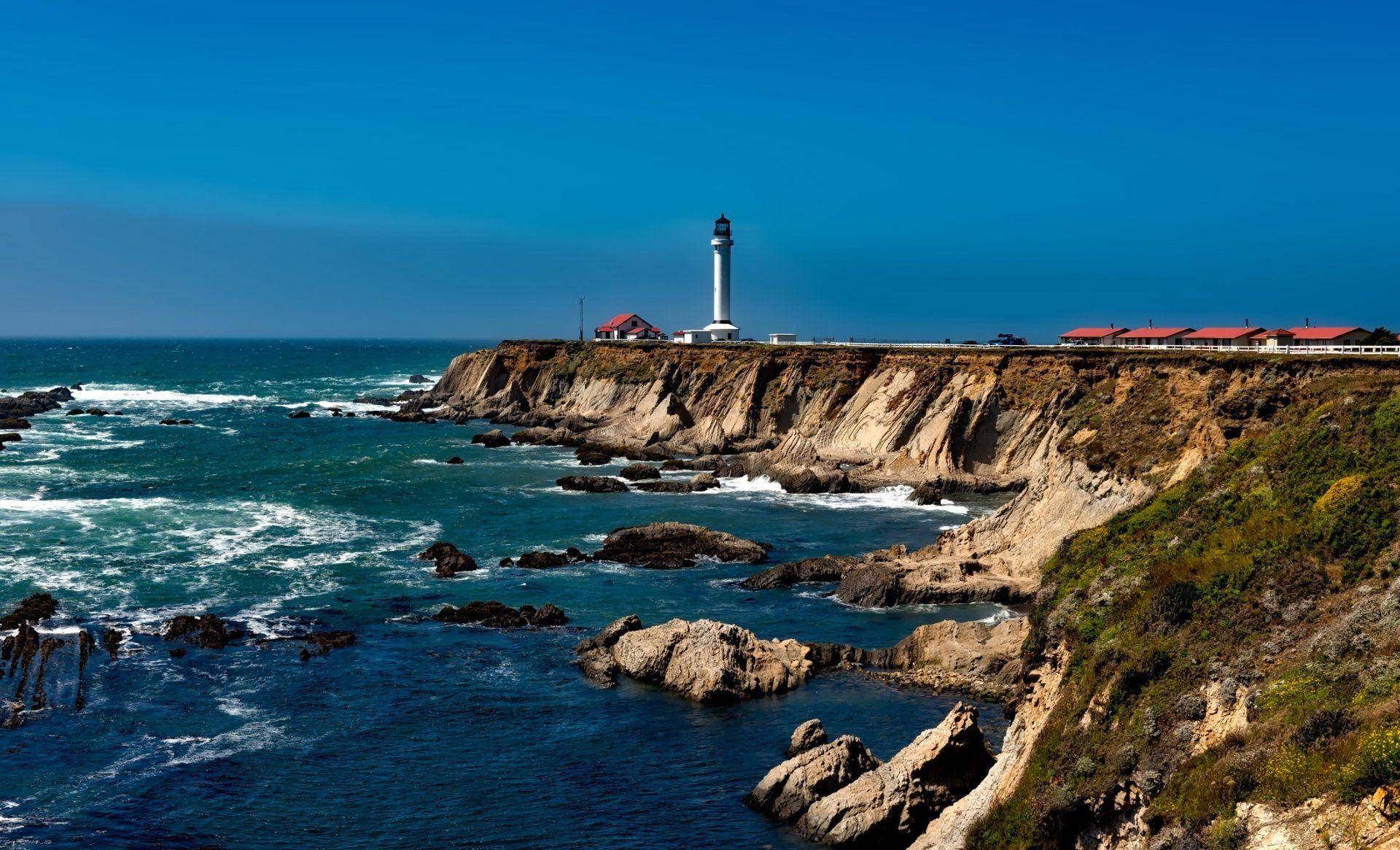 Cliff Side Lighthouse Background