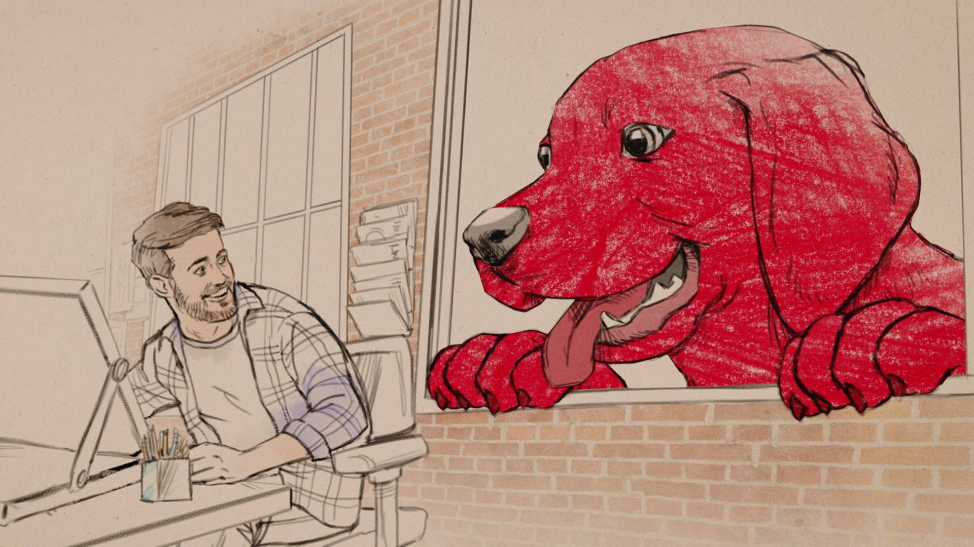 Clifford The Big Red Dog Sketch Art Background