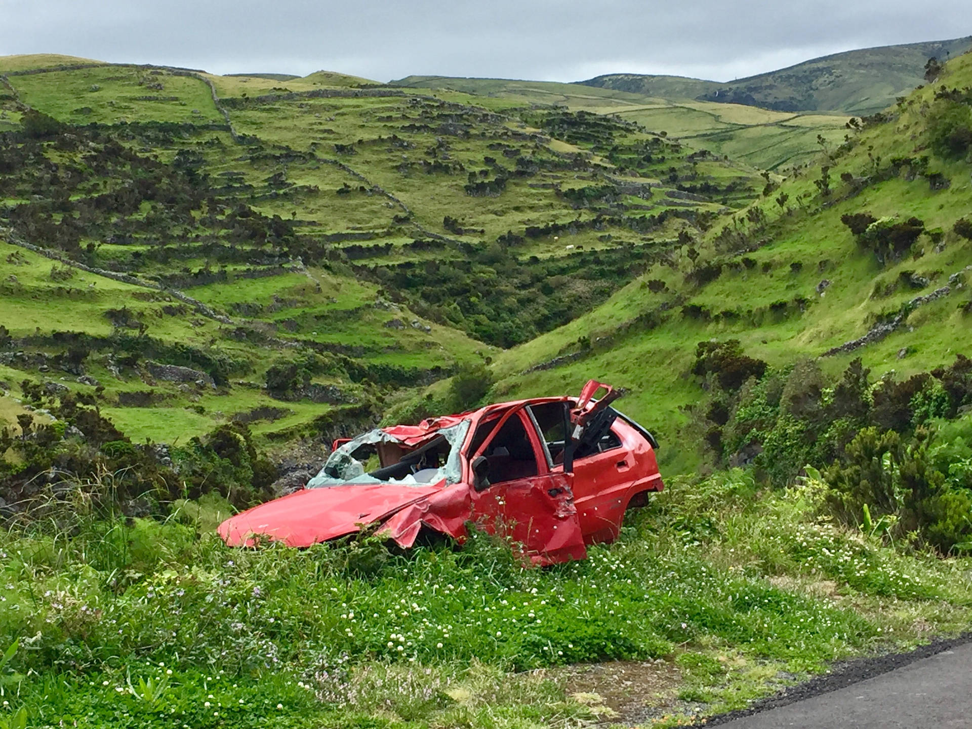 Cliffside Car Accident Background