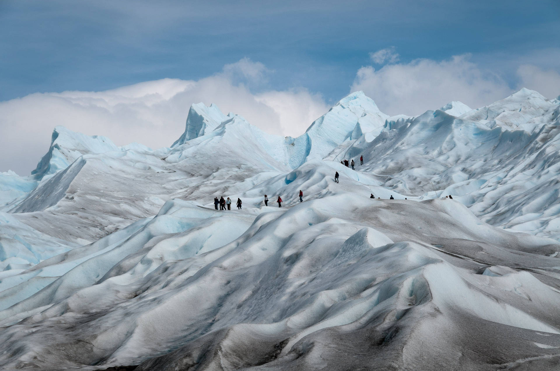 Climbing Group In Ice Mountain Background