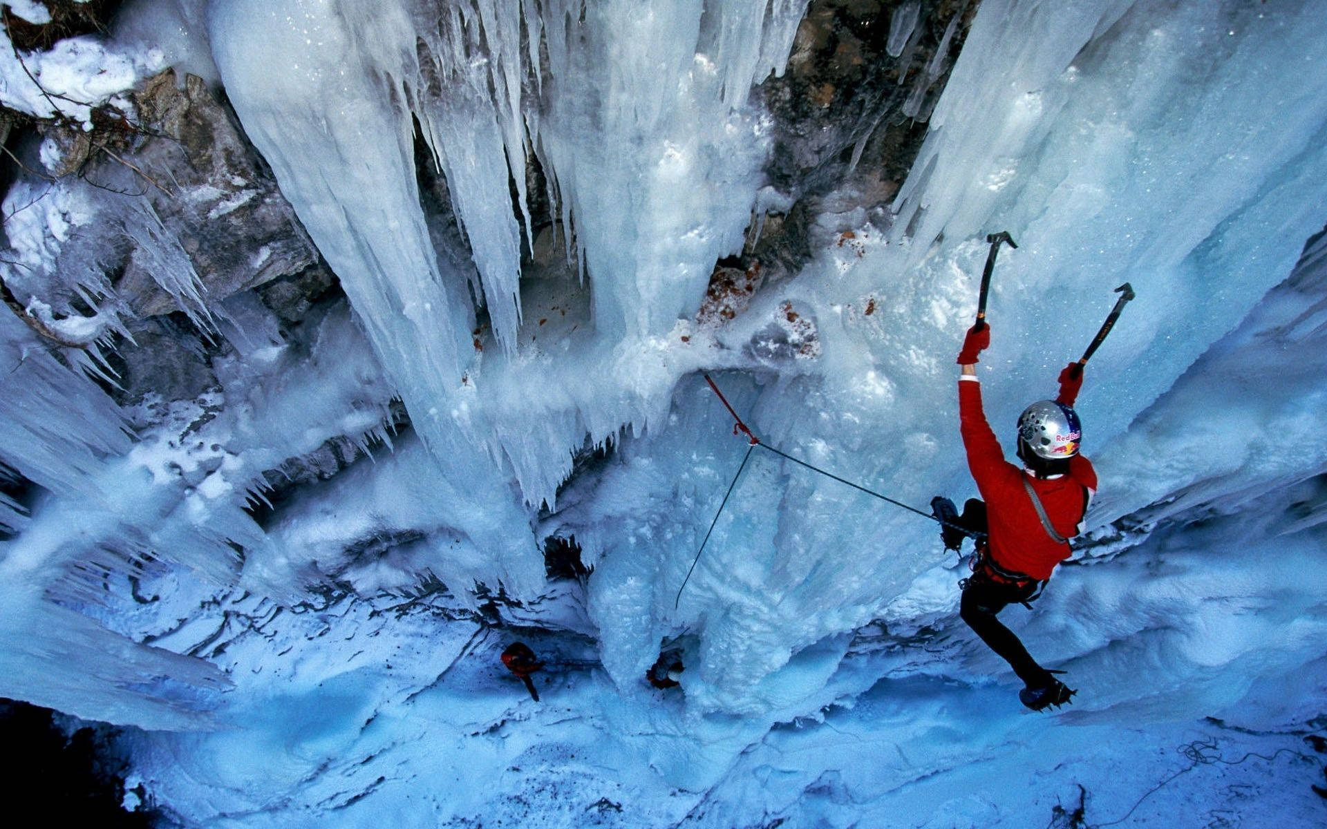 Climbing Man With Ice Axes Background