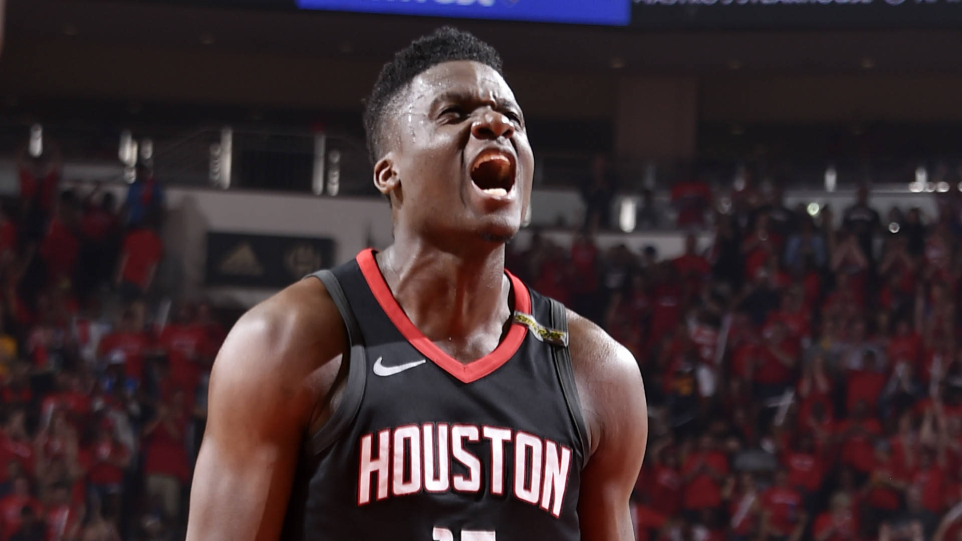 Clint Capela Yells During Playoffs Background