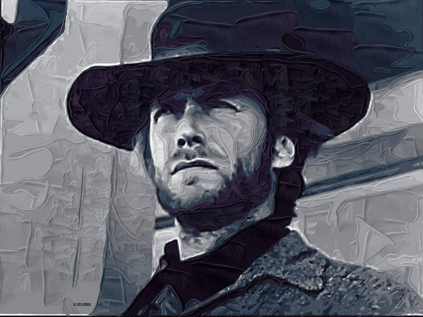 Clint Eastwood Black And White Fanart Background