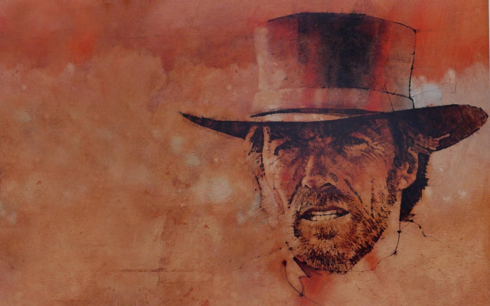 Clint Eastwood Brown Stained Painting Background