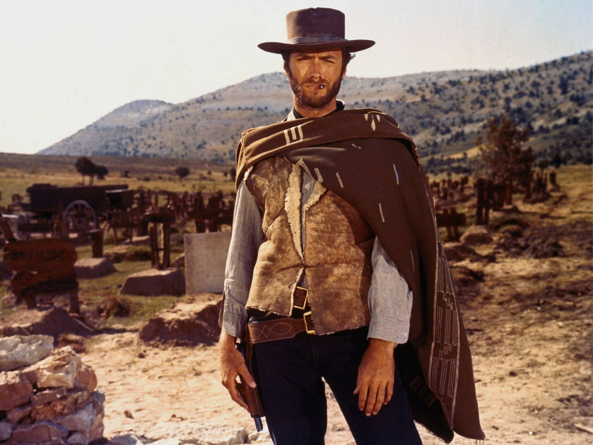 Clint Eastwood The Good, The Bad And The Ugly Iconic Scene Background