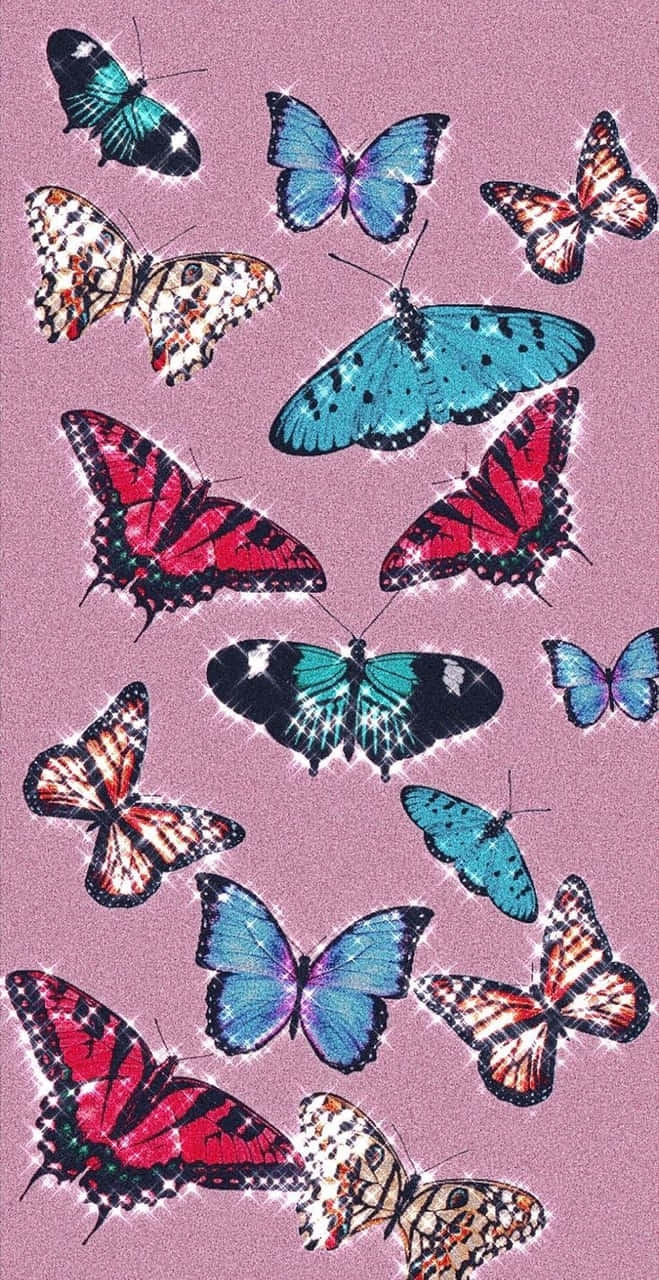 Clipart Pink Glitter Butterfly Background