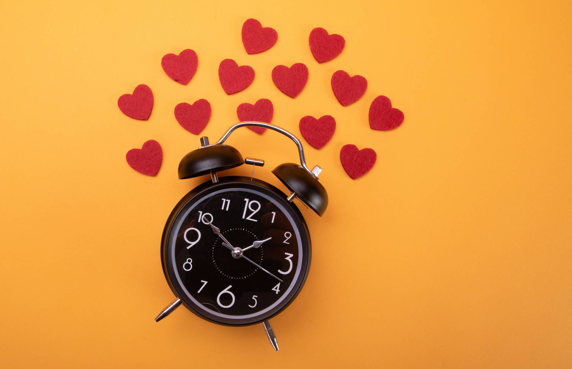 Clock And Hearts Background