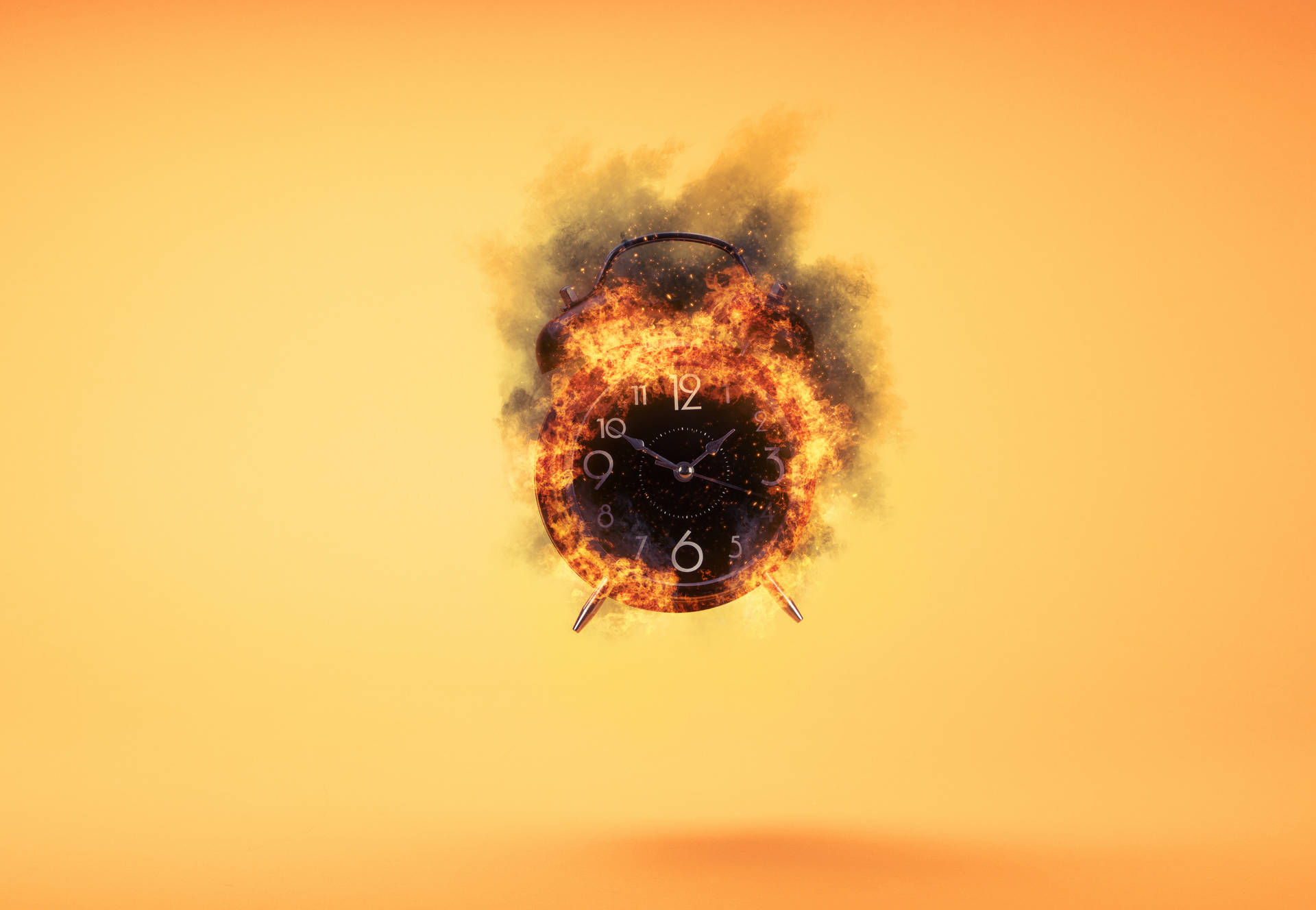 Clock Time On Fire Background