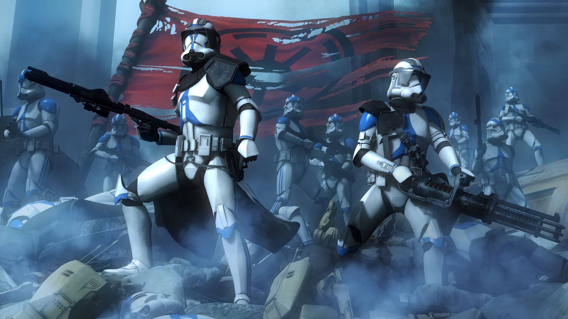 Clone Troopers March Into Battle Background