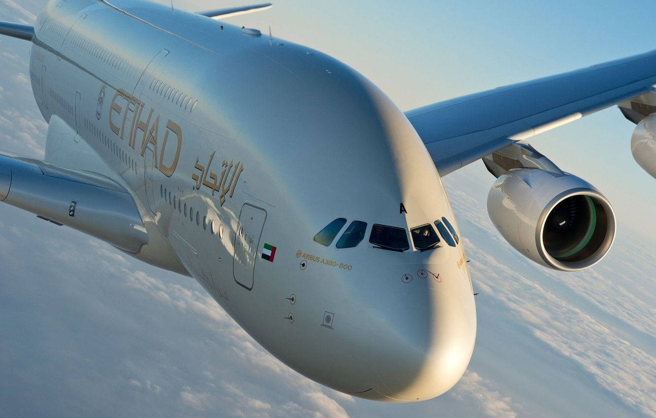 Close Shot Of Etihad Airways Aircraft Background