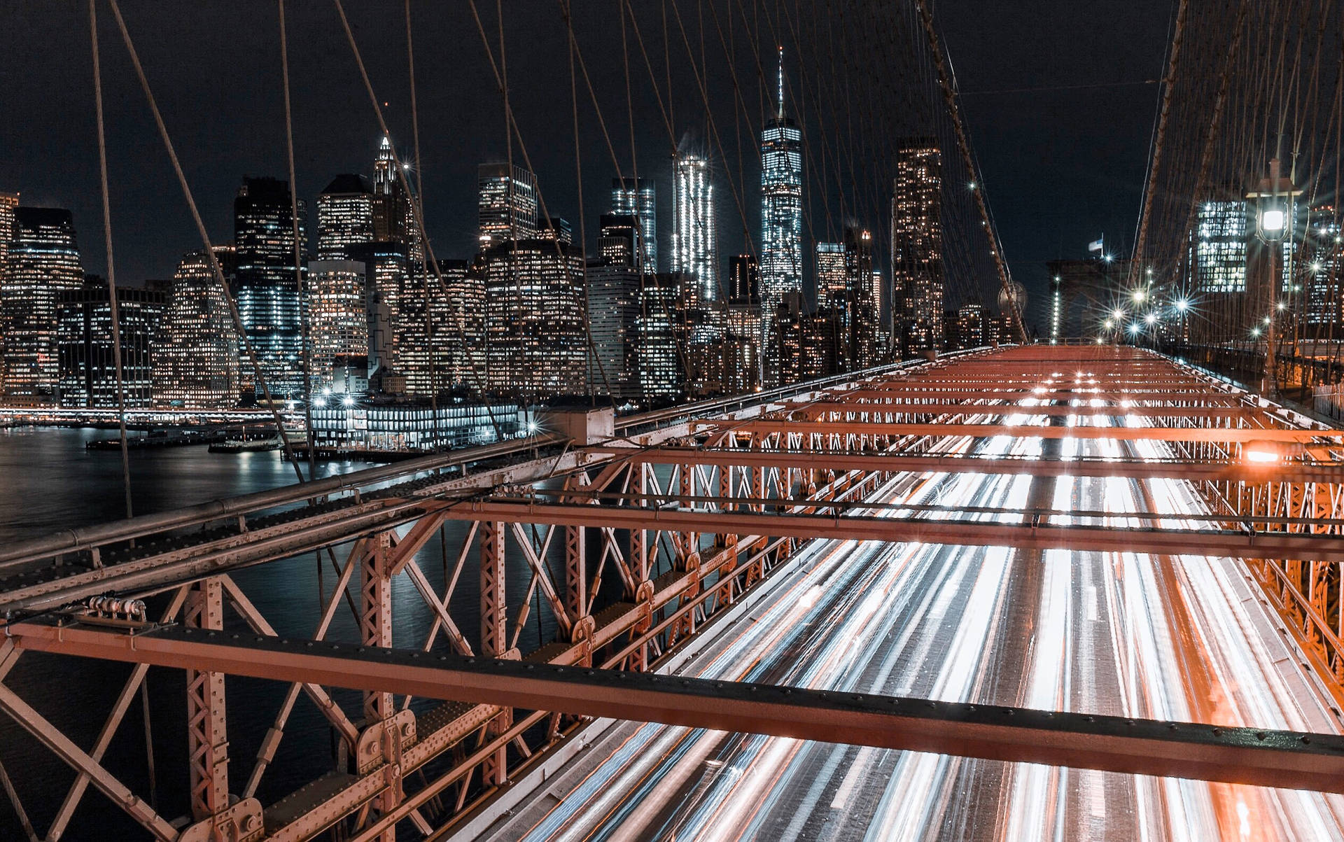 Close-up Bridge New York City Night View