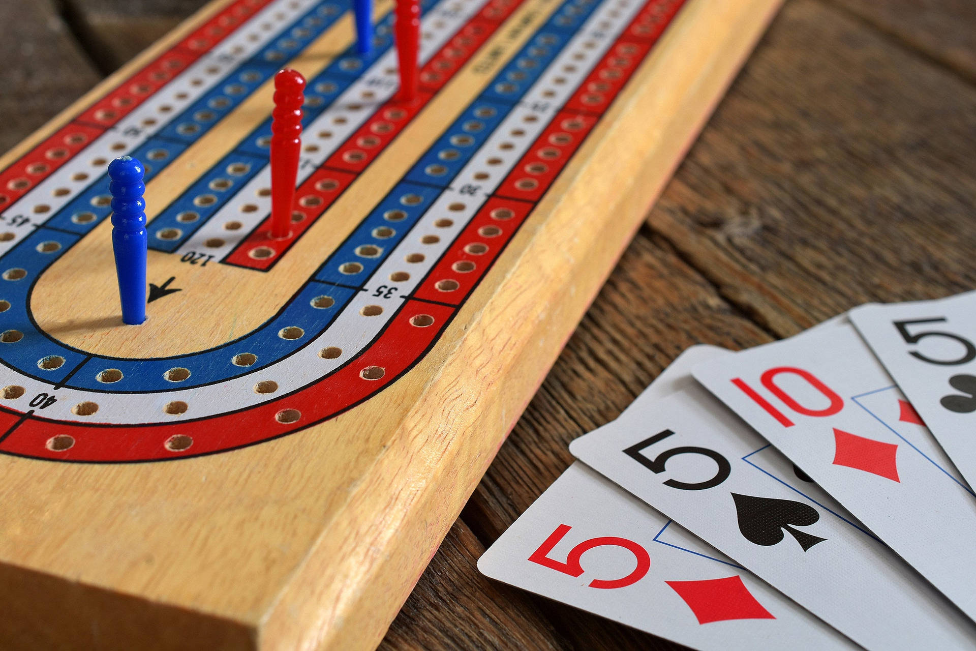 Close-up Cribbage Board Card Background